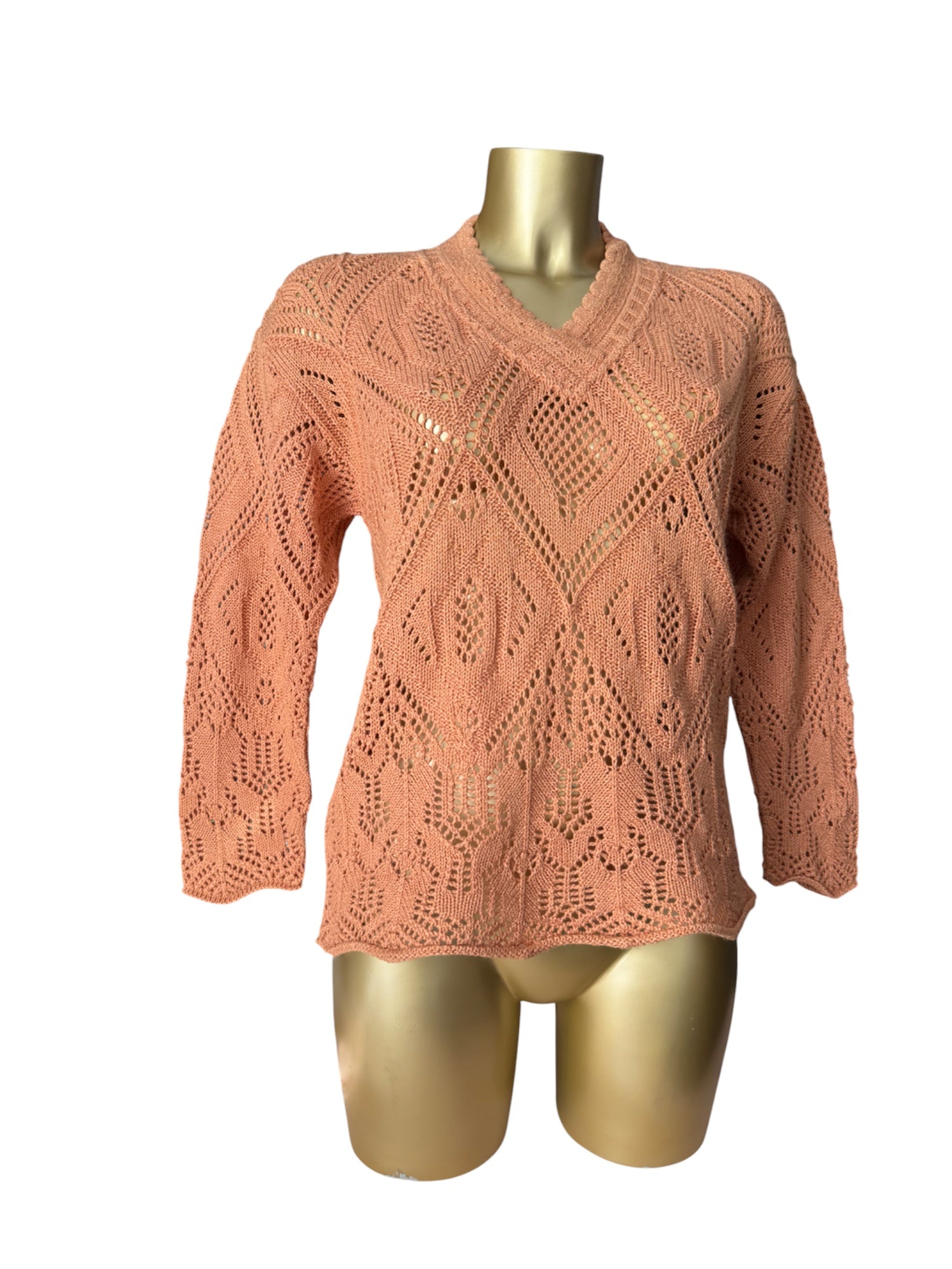 Crochet nude pink knitted jumper (M)