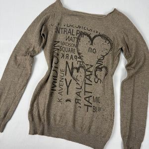 Khaki graphic super soft jumper (S)