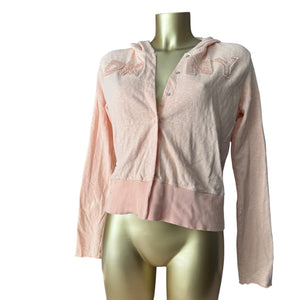 Beige velvet logo hoodie (M)