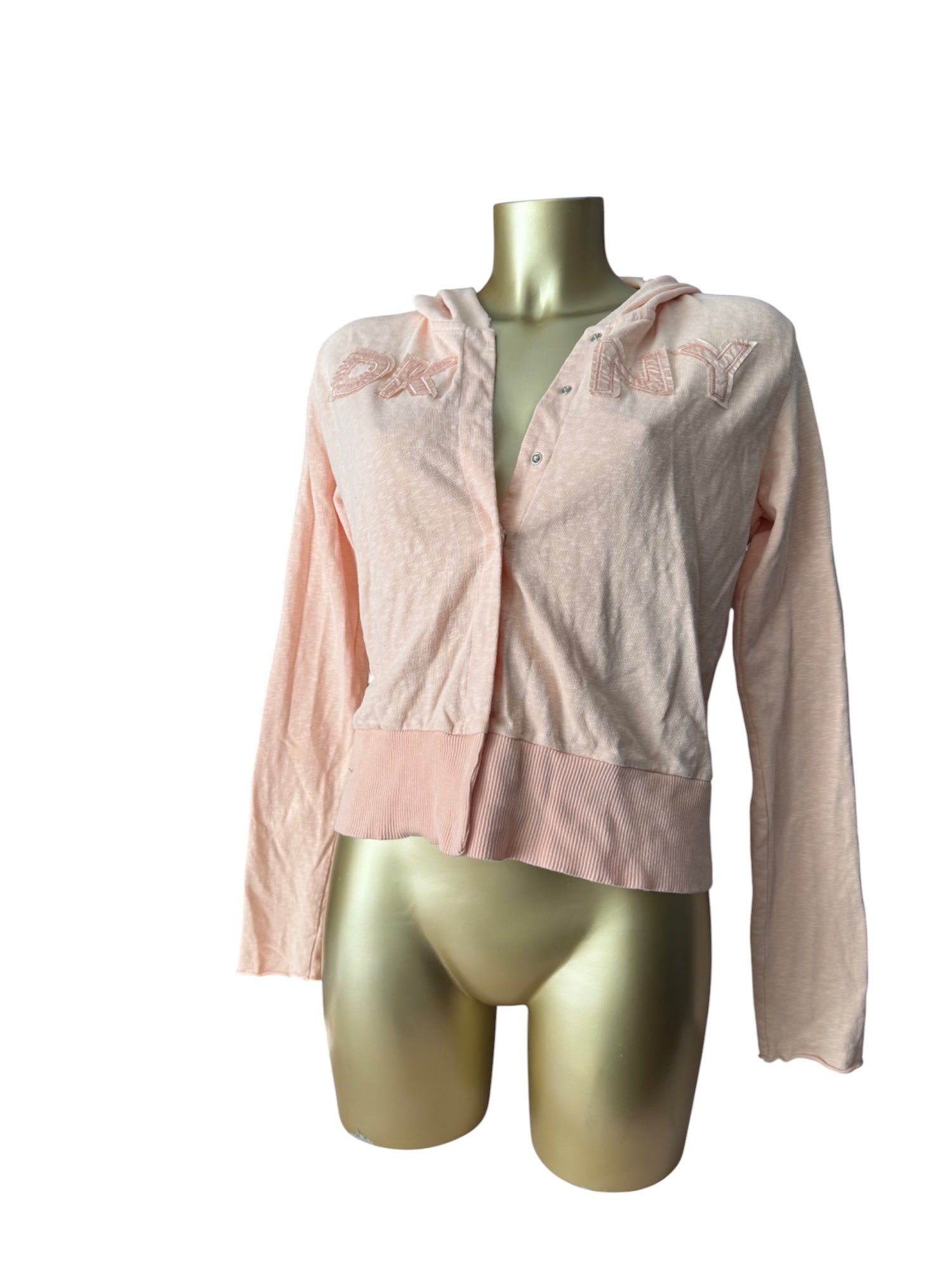 Beige velvet logo hoodie (M)