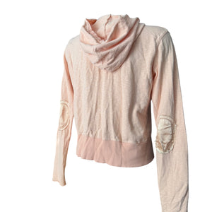 Beige velvet logo hoodie (M)