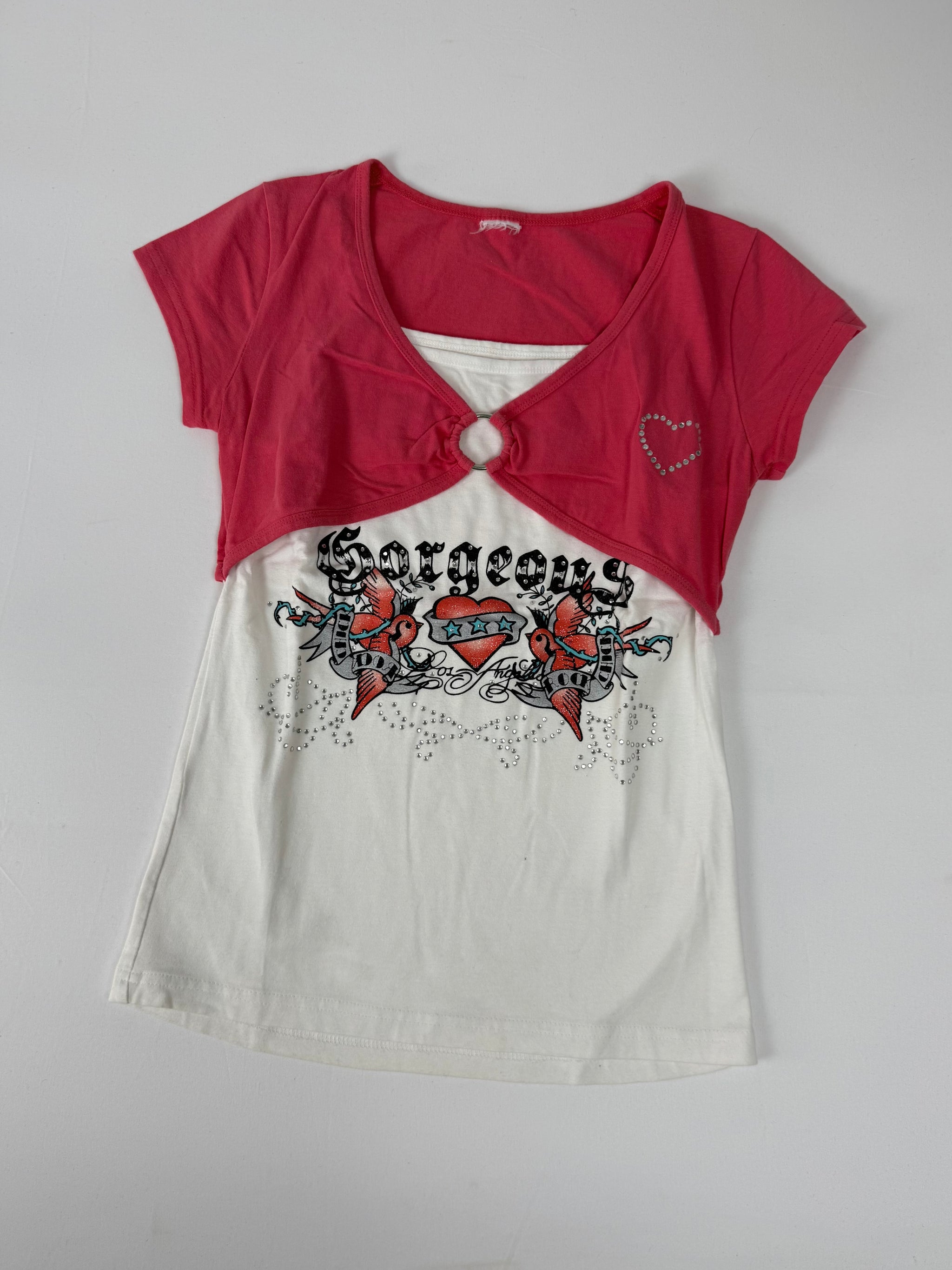 White bolero 2 in 1 tee (S)