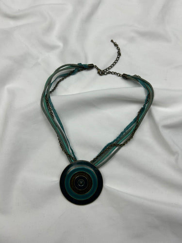 Stainless steel blue cord boho necklace