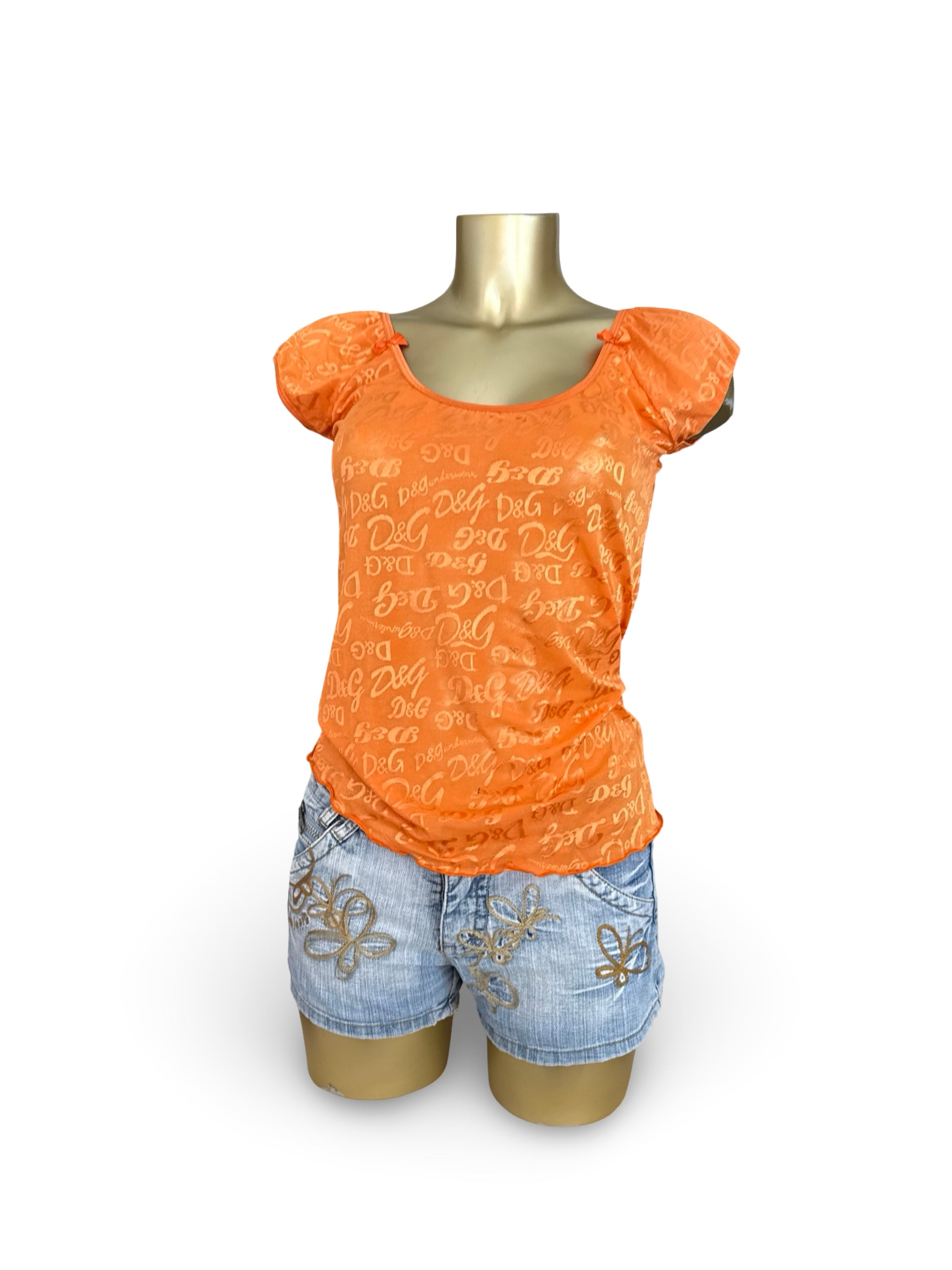 Orange mesh logo tee (XL)