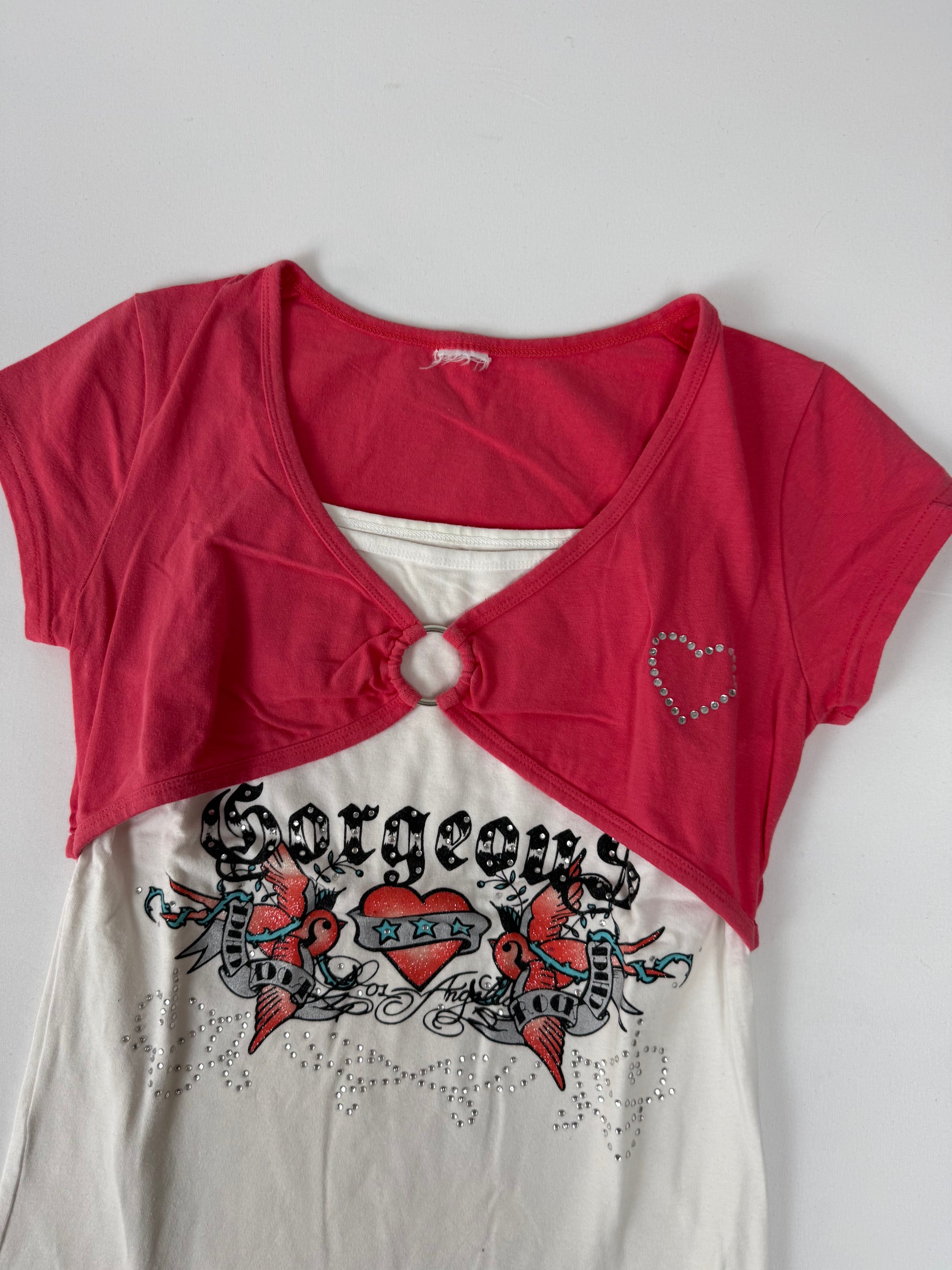 White bolero 2 in 1 tee (S)