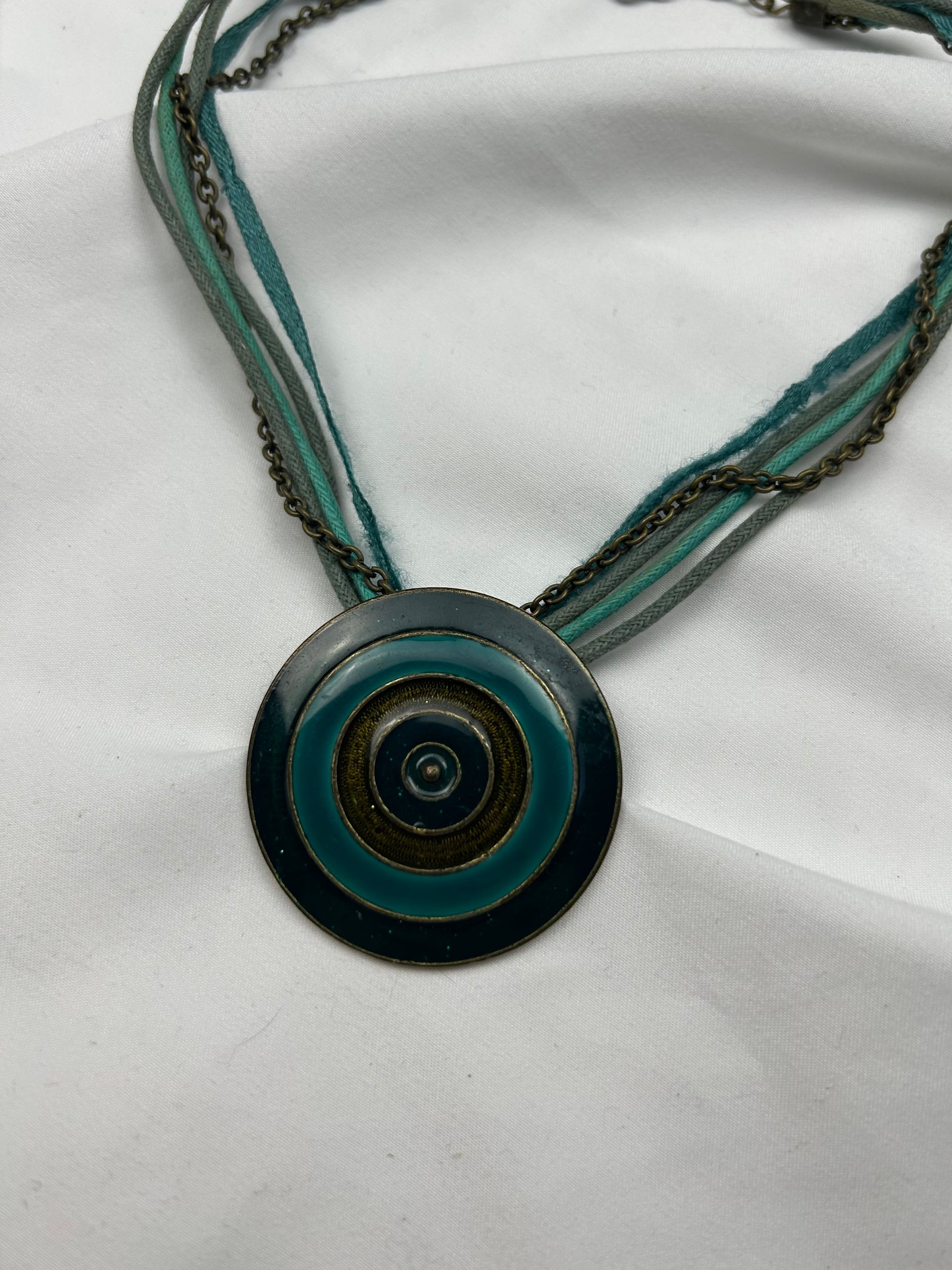 Stainless steel blue cord boho necklace