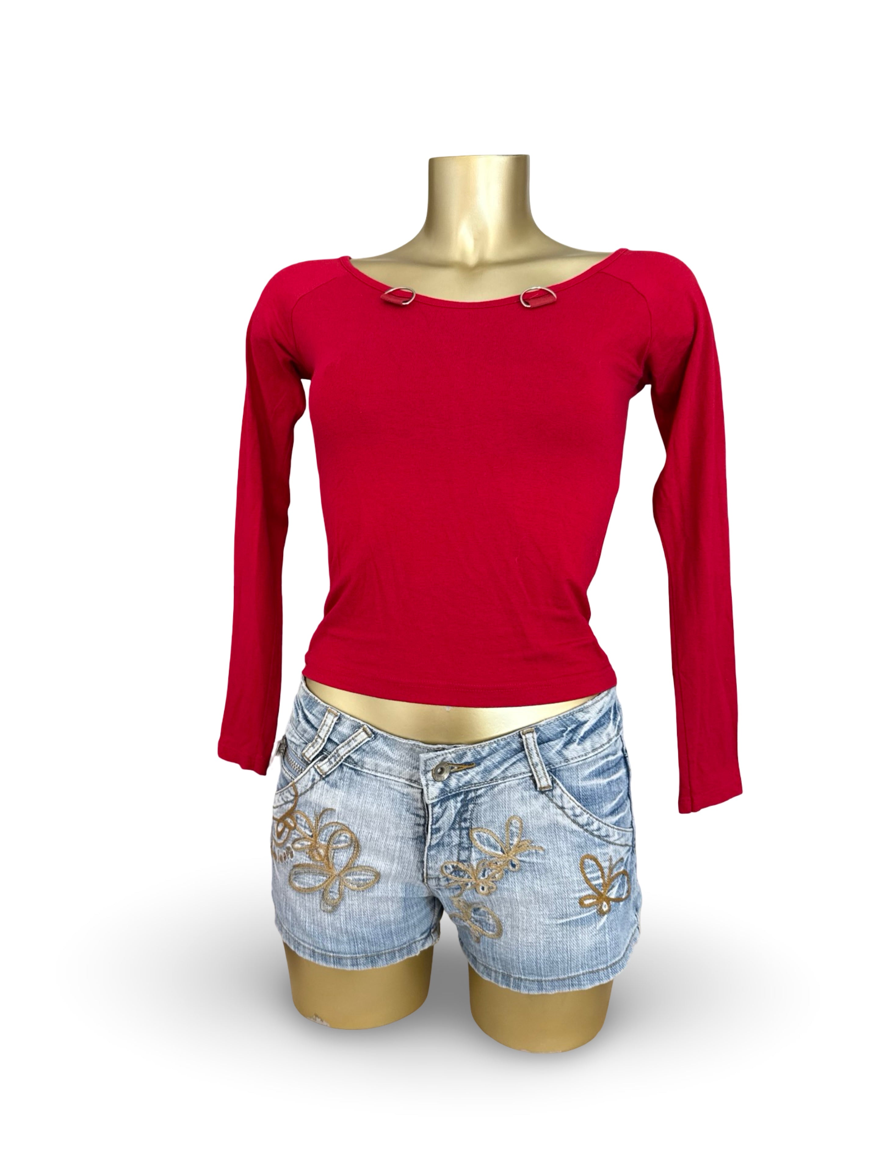 Red stretchy long sleeves top (L)