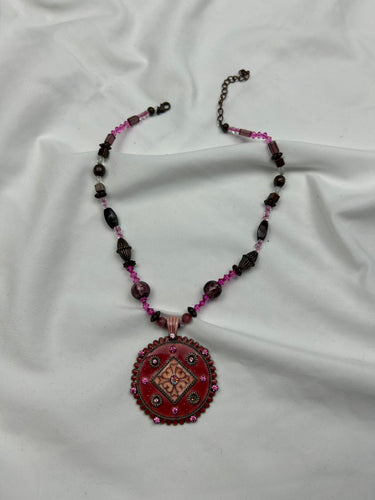 Stainless steel red cord boho necklace