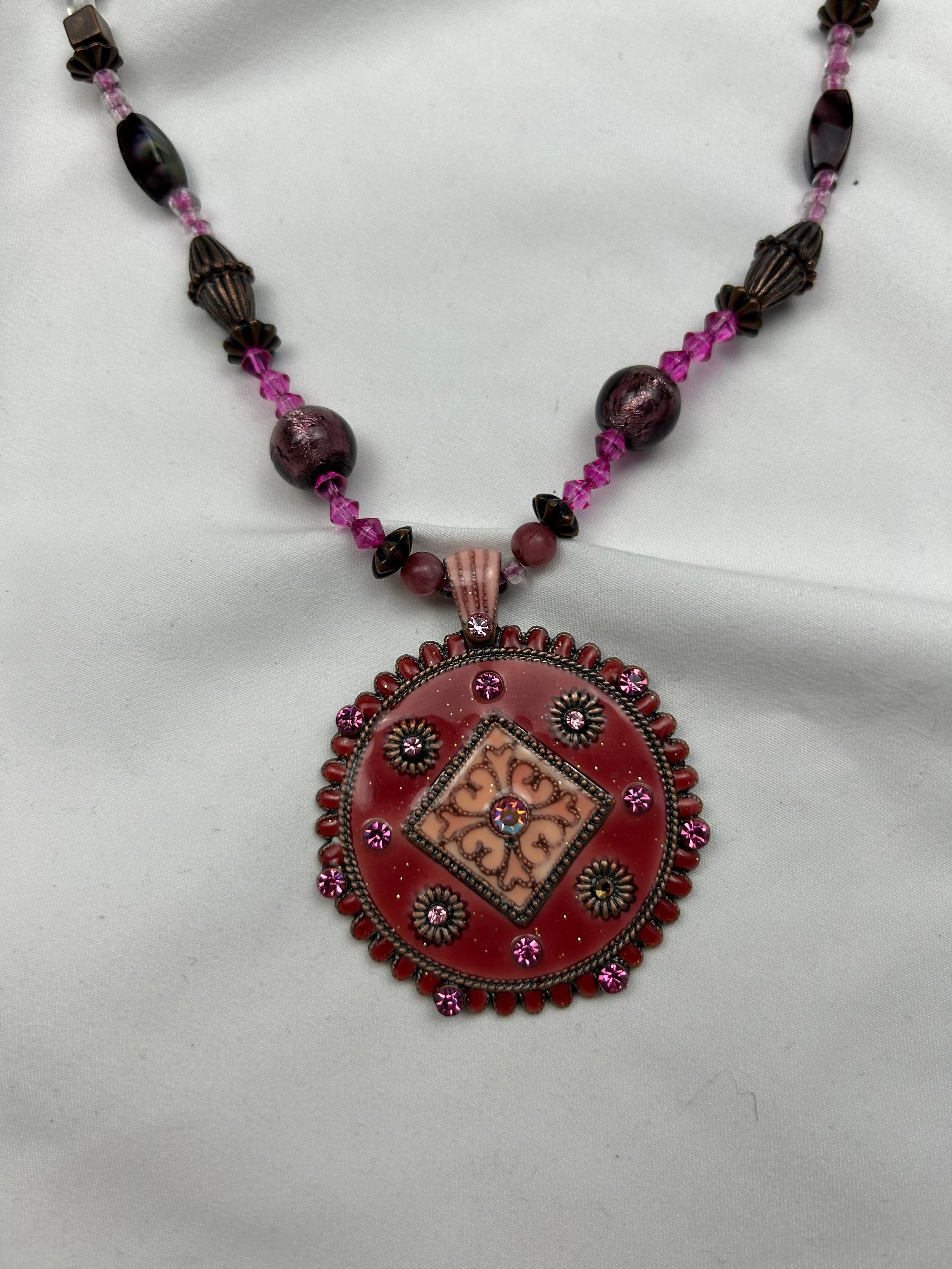 Stainless steel red cord boho necklace