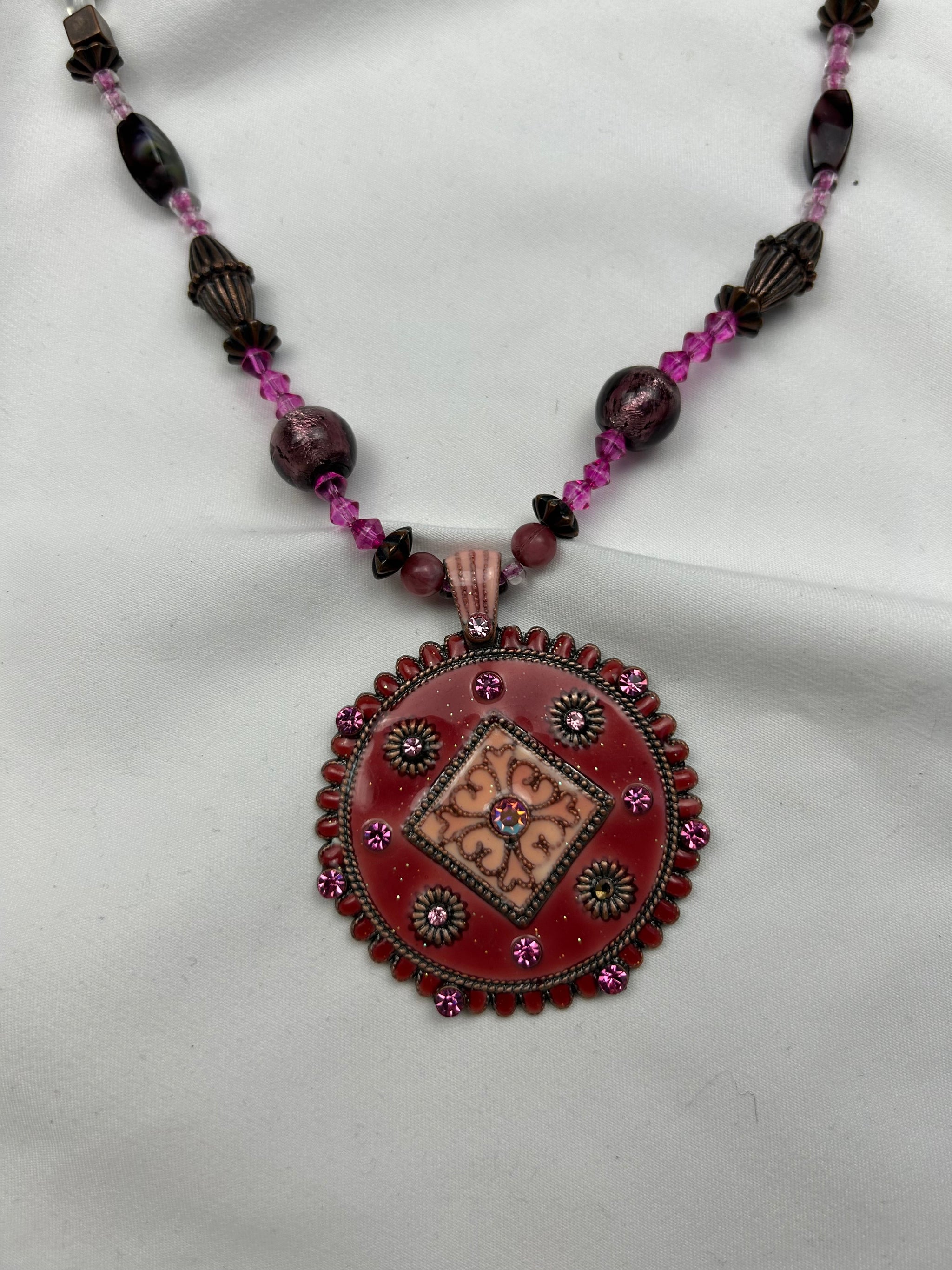 Stainless steel red cord boho necklace