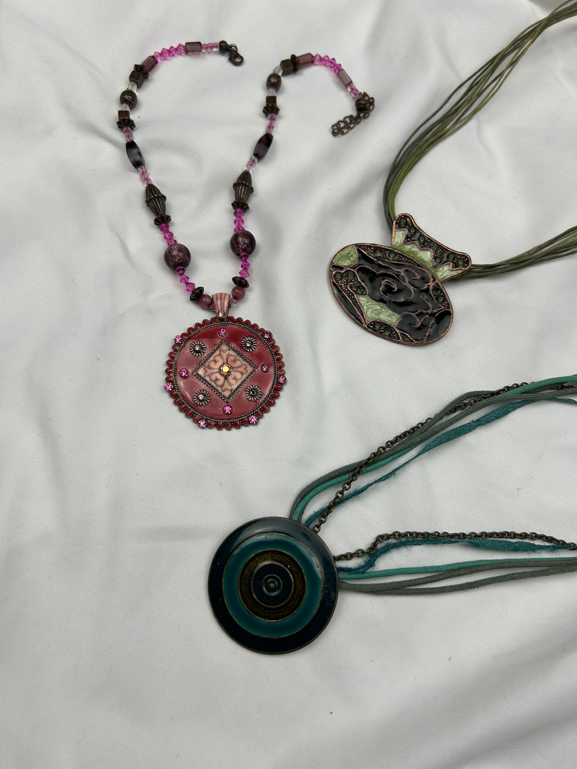 Stainless steel red cord boho necklace