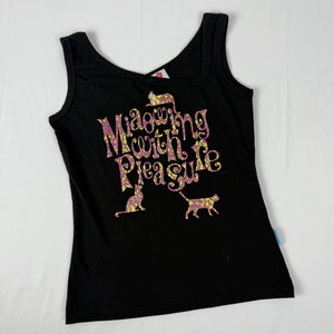 Black graphic tight fit cotton top (S)