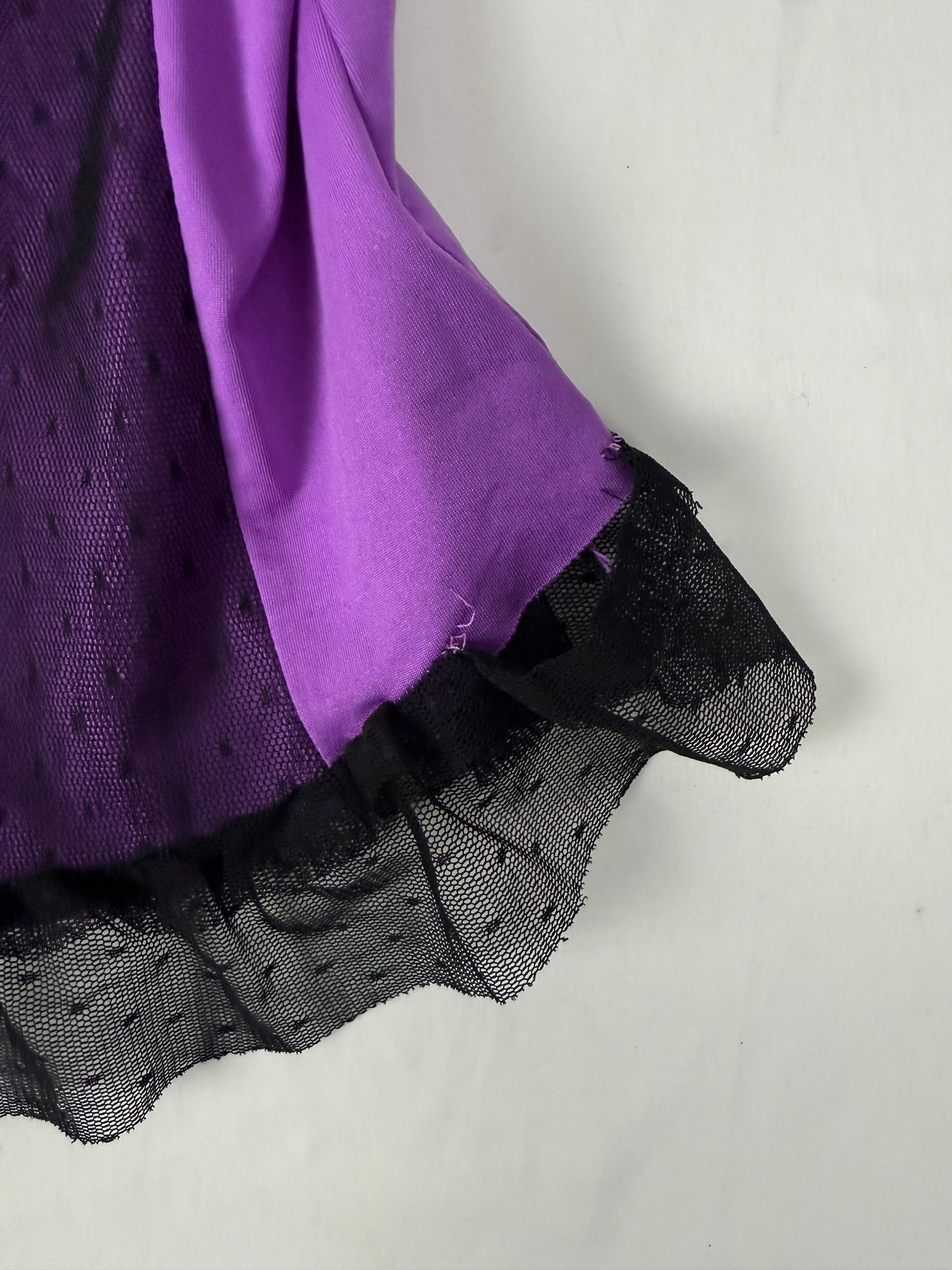 Purple lace lycra babydoll tight fit cami top (L)