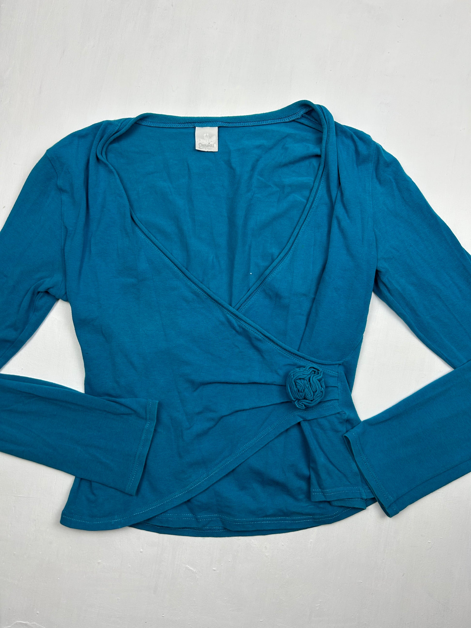 Blue cotton bolero long sleeves top (S/M)