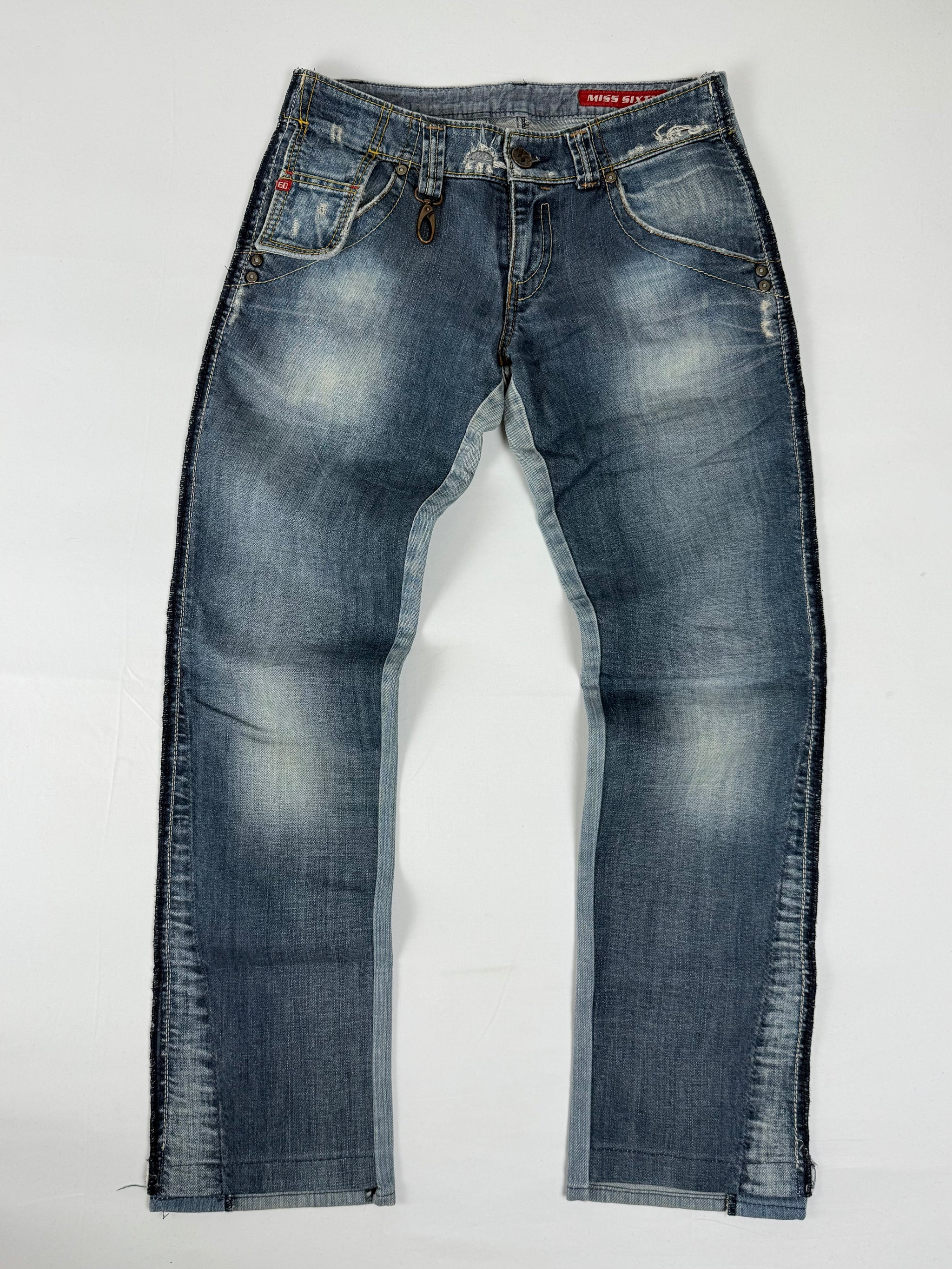 Blue denim low rise pants (S)