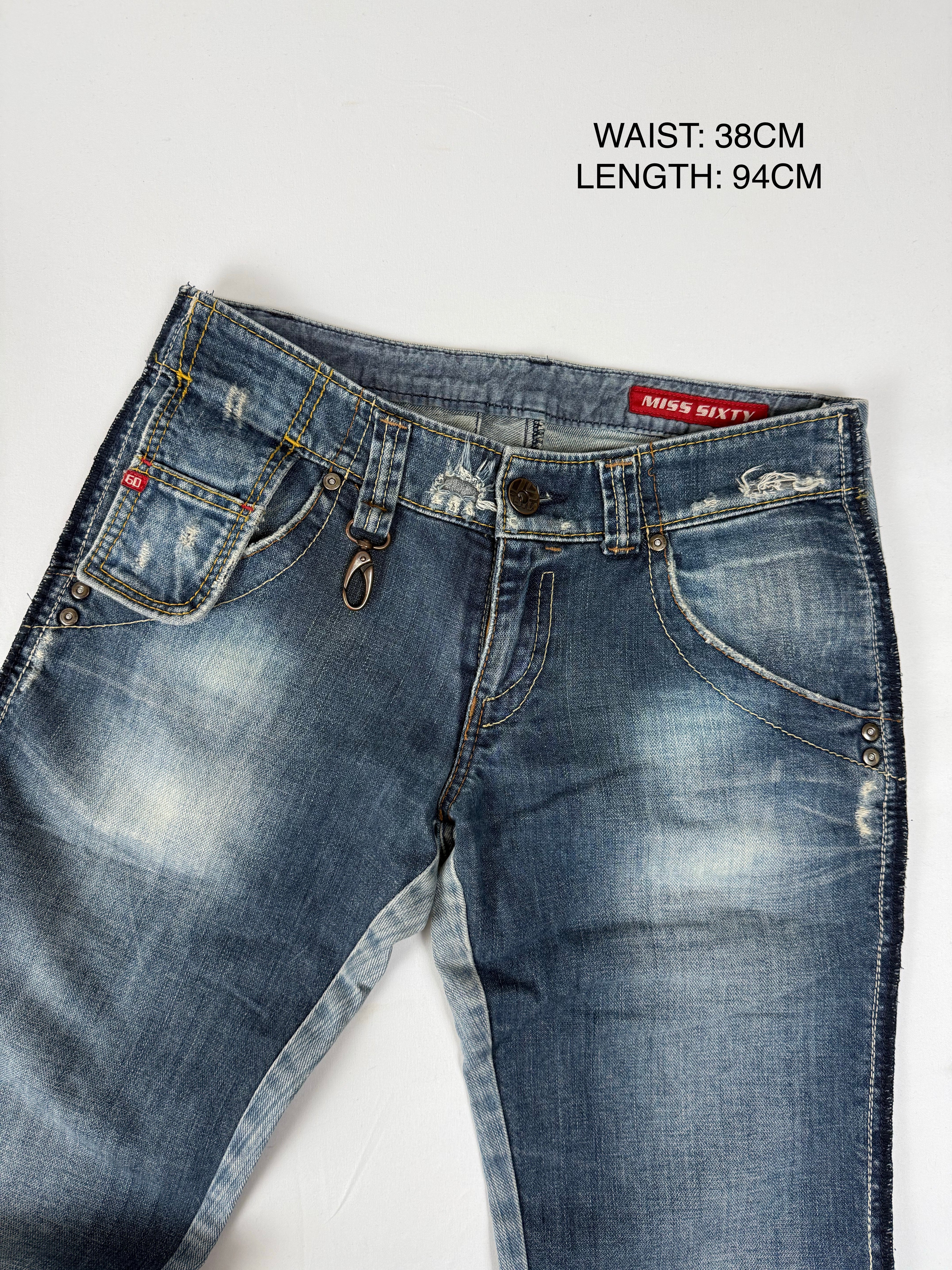 Blue denim low rise pants (S)