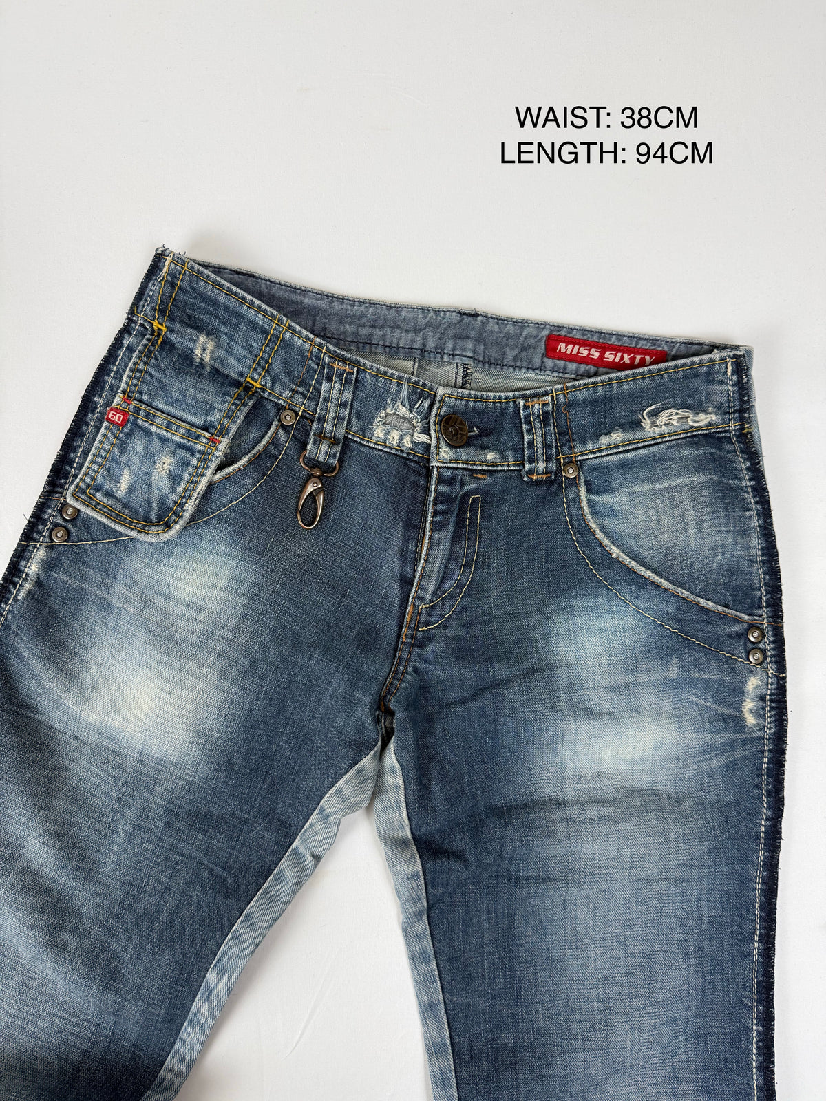 Blue denim low rise pants (S)