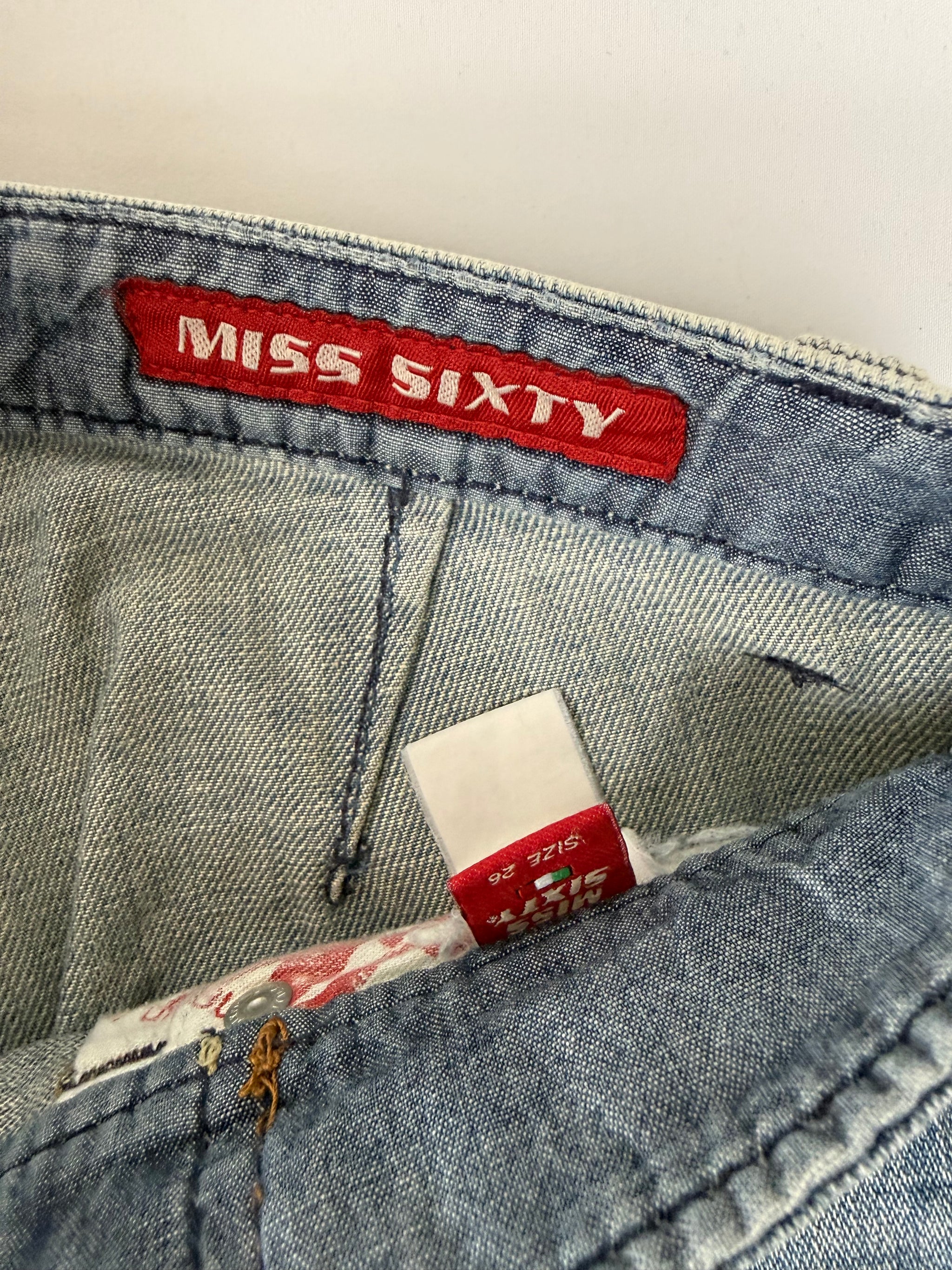 Blue denim low rise pants (S)