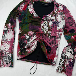 Burgundy graphic ruched sweatshirt (S/M)