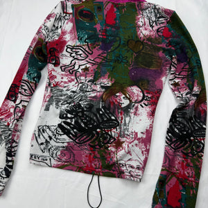 Burgundy graphic ruched sweatshirt (S/M)