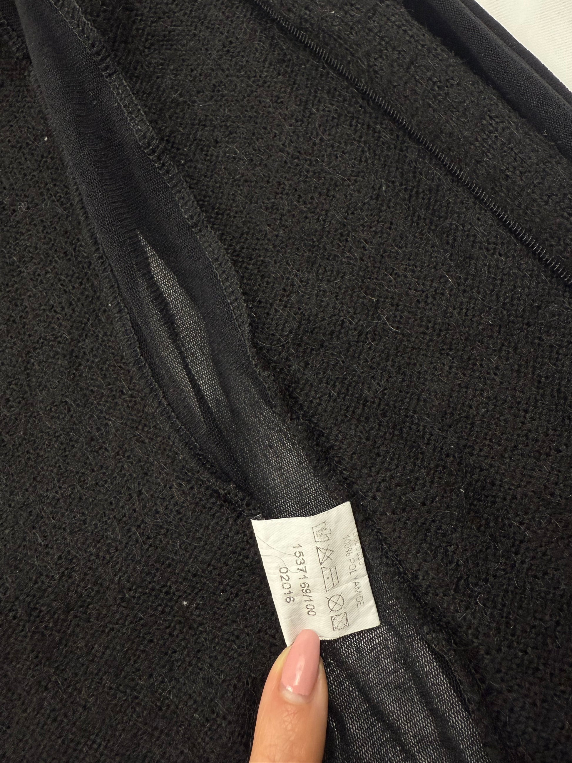 Black bi fabric zip up mesh  jumper (S/M)