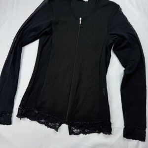Black bi fabric zip up mesh  jumper (S/M)