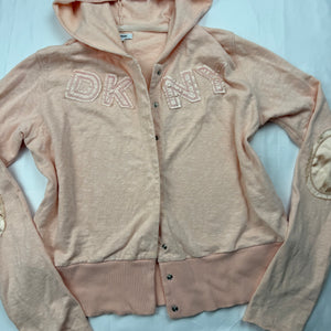 Beige velvet logo hoodie (M)