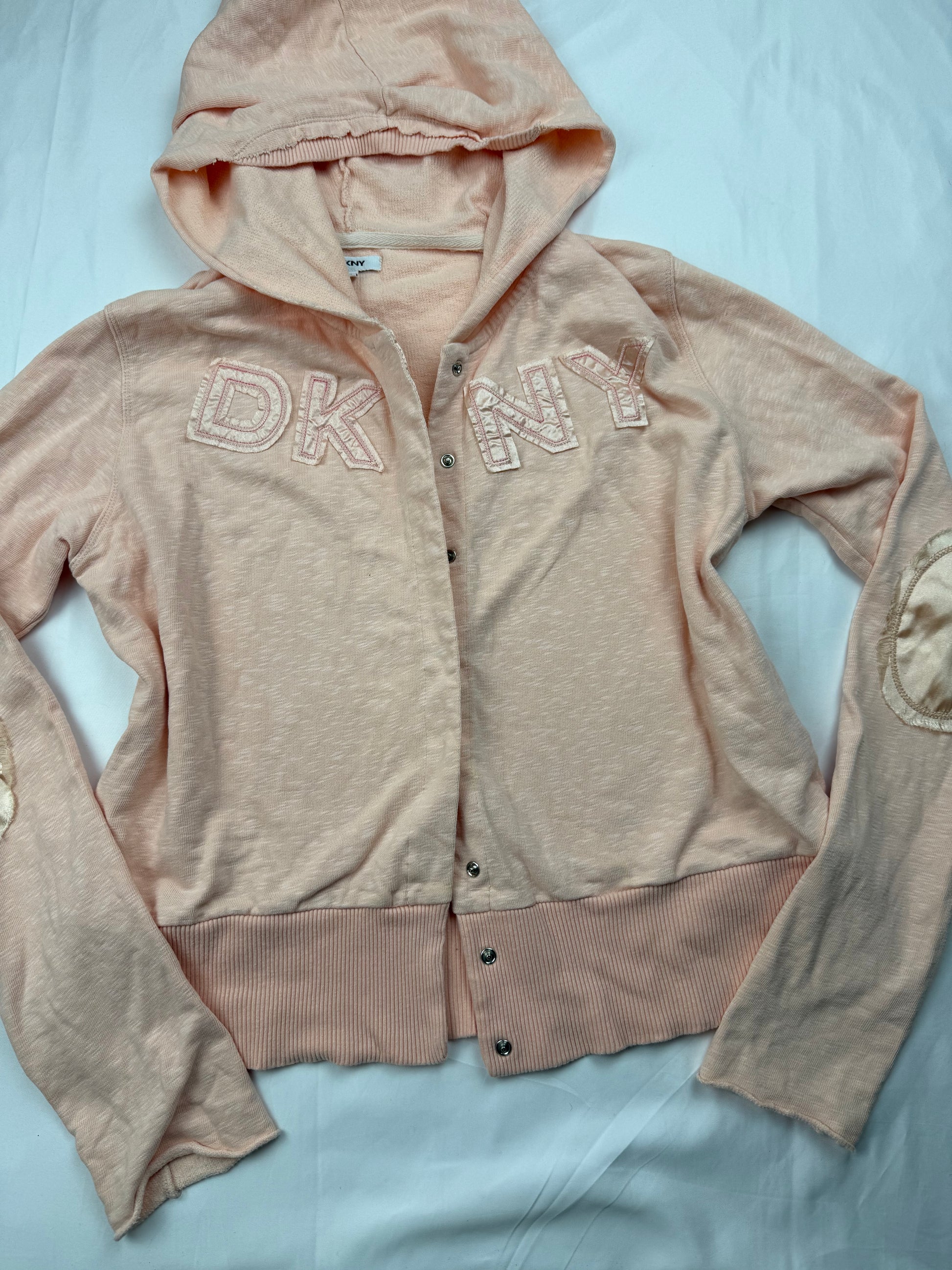 Beige velvet logo hoodie (M)