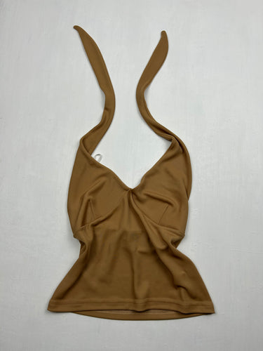 Beige stretchy backless halter top (S/M)