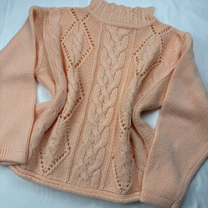 Peach high neck crochet jumper (L)