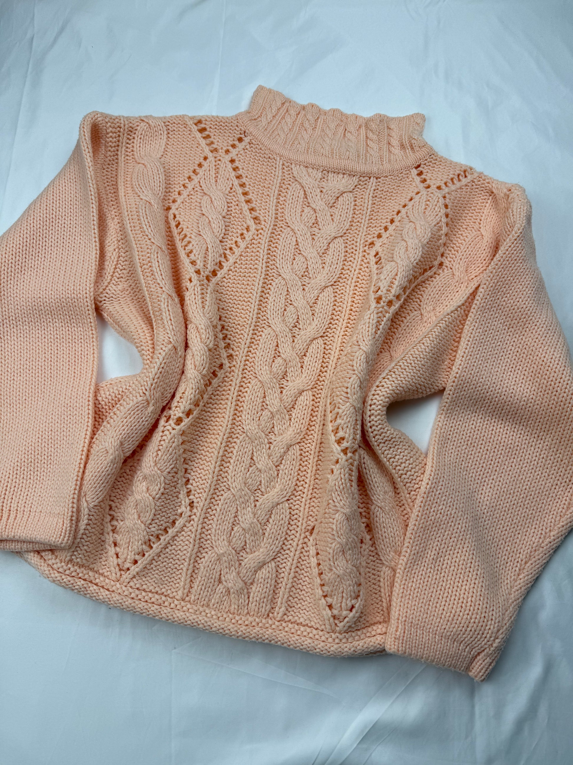 Peach high neck crochet jumper (L)
