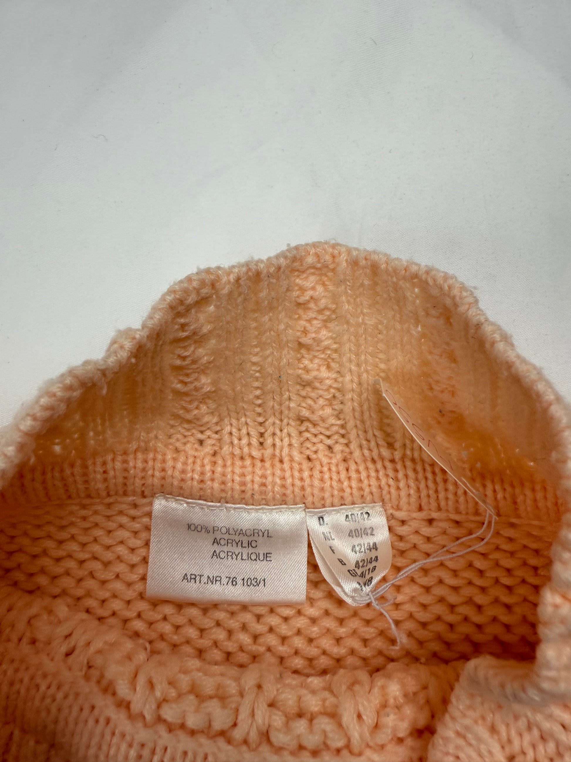 Peach high neck crochet jumper (L)