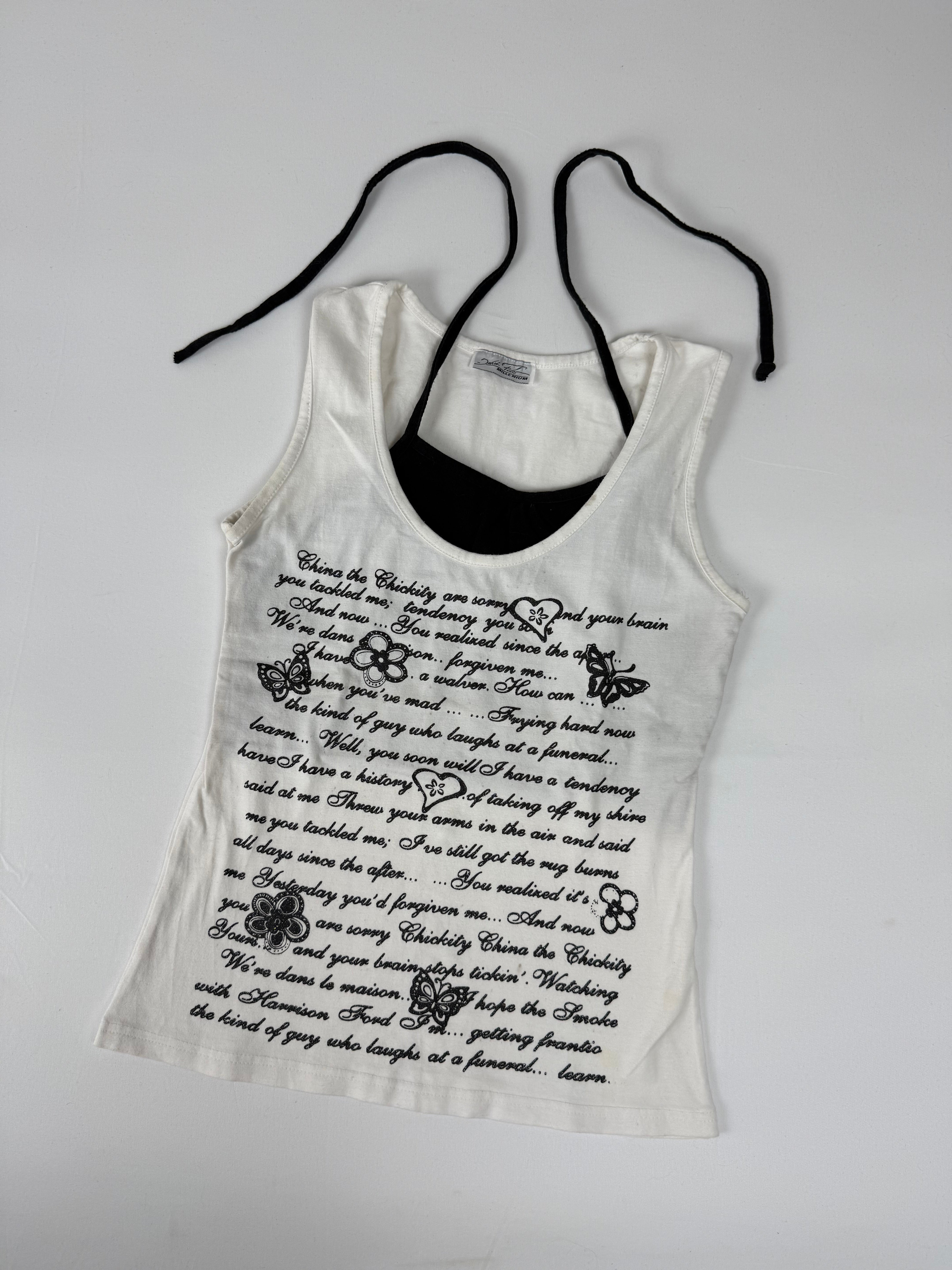 White graphic halter top (S)