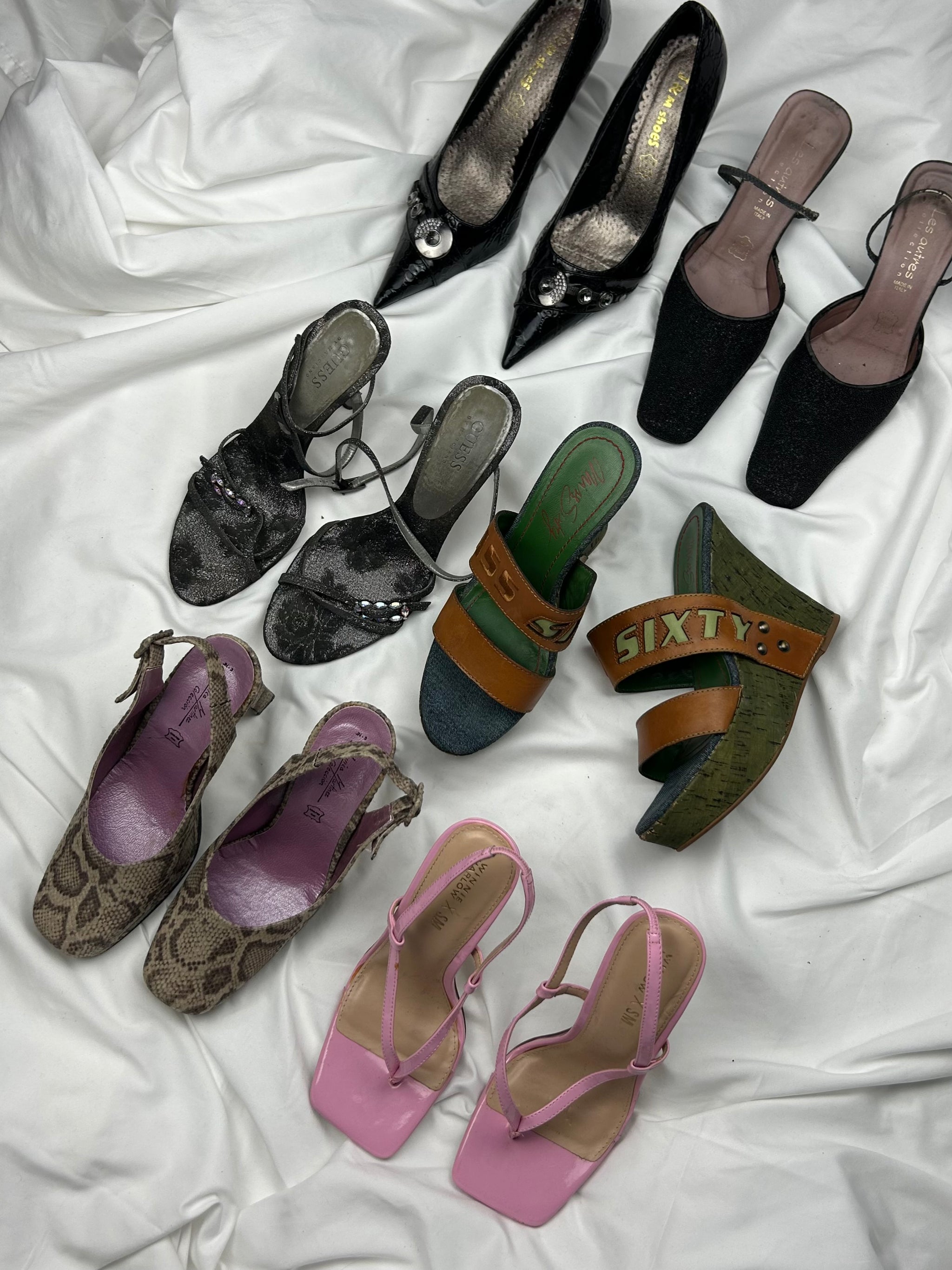 Beige snake square toes 100% leather heels (38)