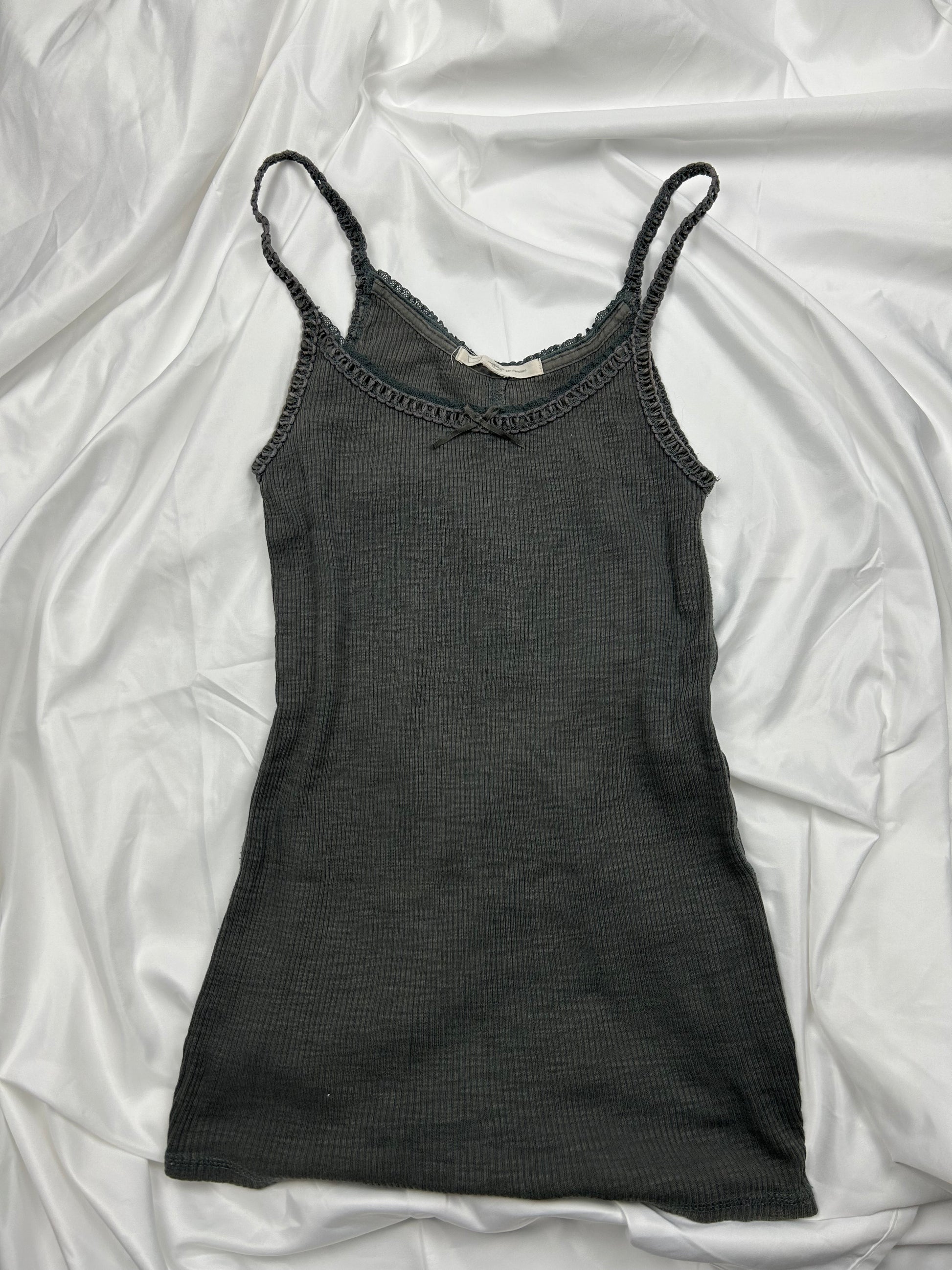 Khaki ribbed stretchy cami top (M)