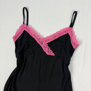 Black & pink super soft lace babydoll mini dress (S/M)