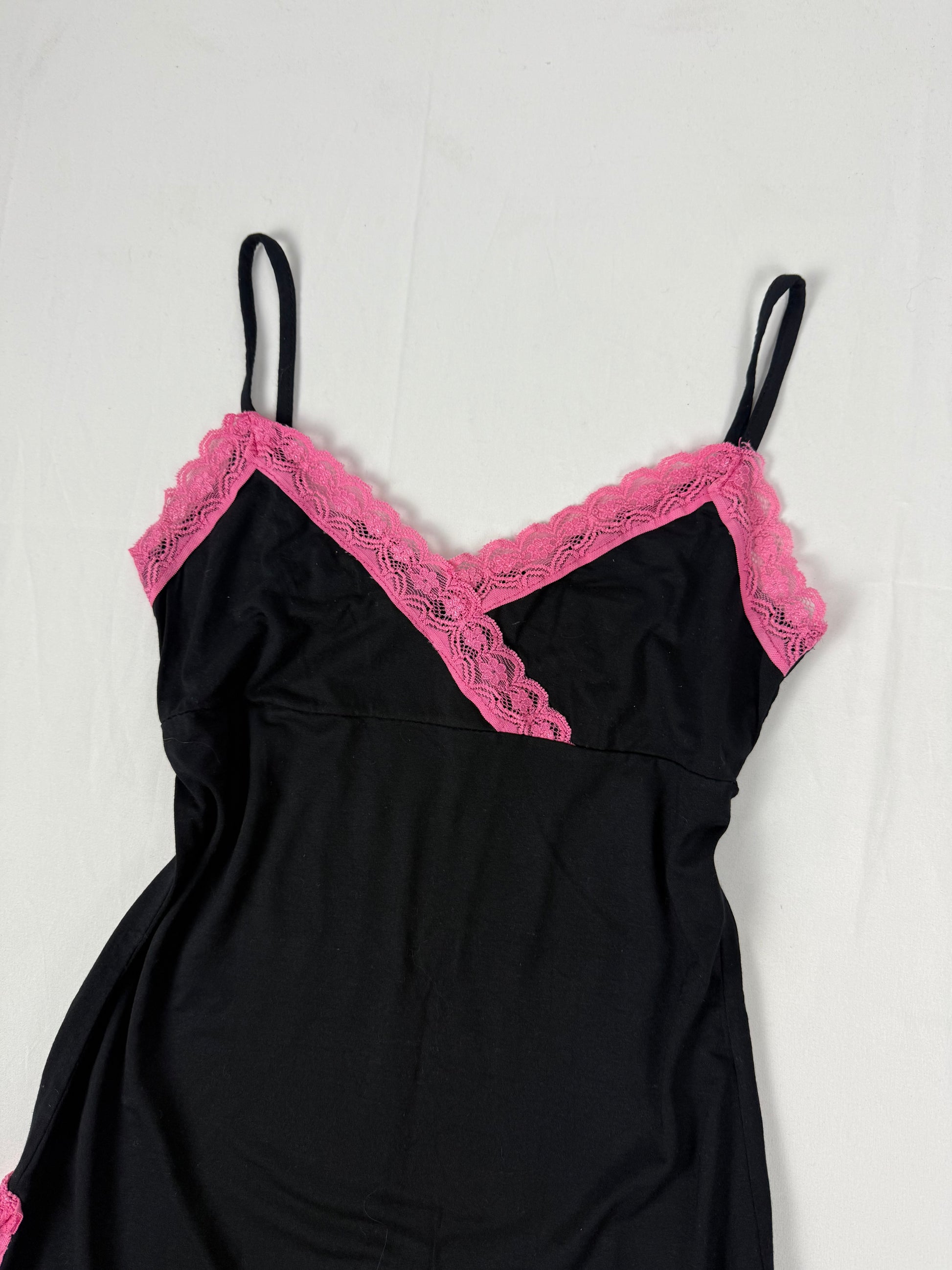 Black & pink super soft lace babydoll mini dress (S/M)