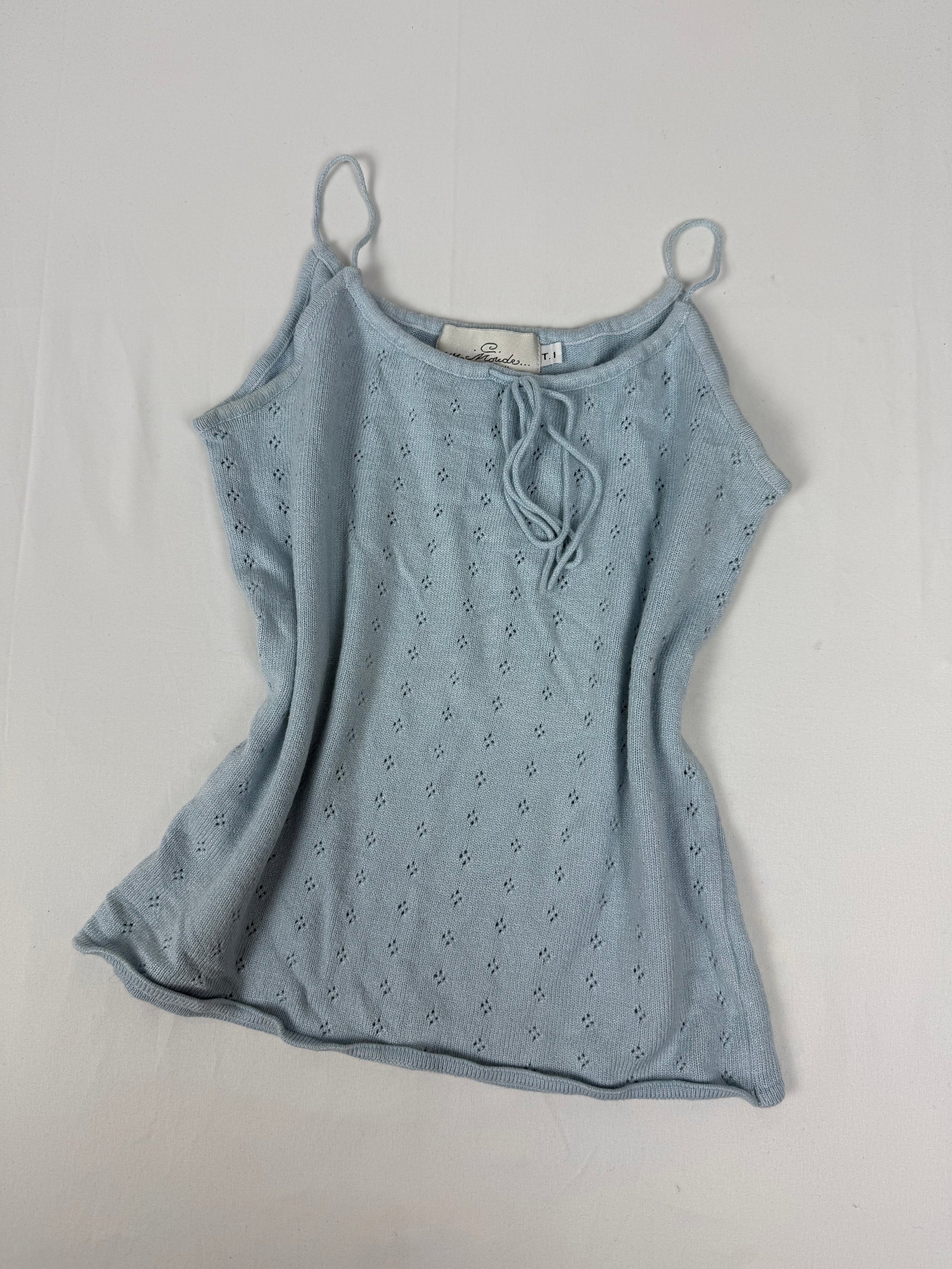 Baby blue knitted cami  top (S/M)