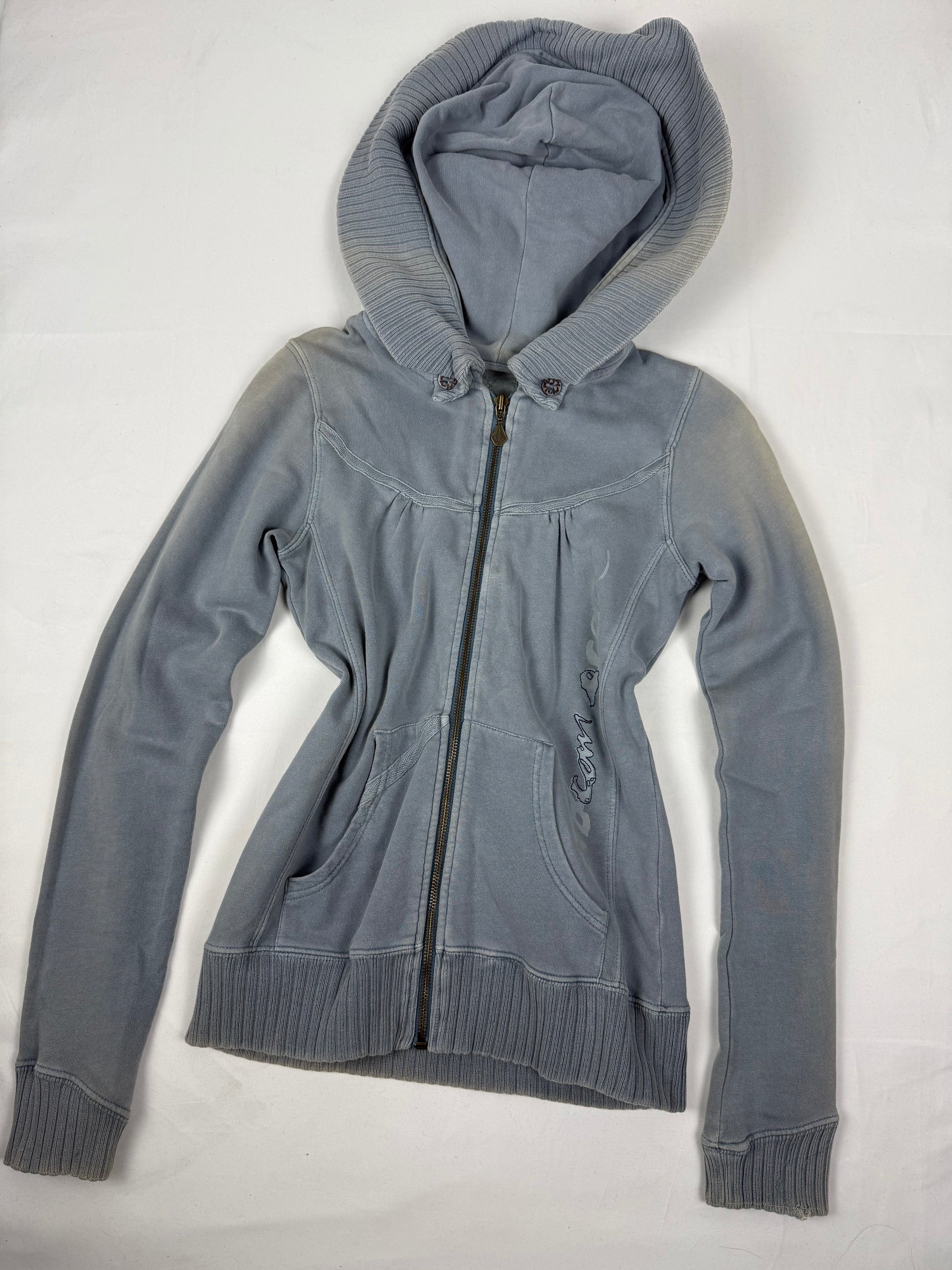 Blue cotton tight fit hoodie (S)