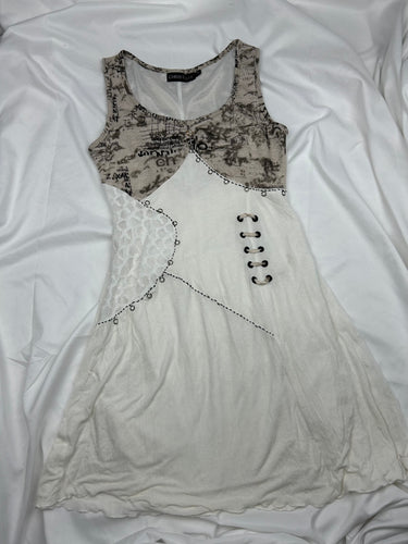 White pleated summer mini dress (S/M)