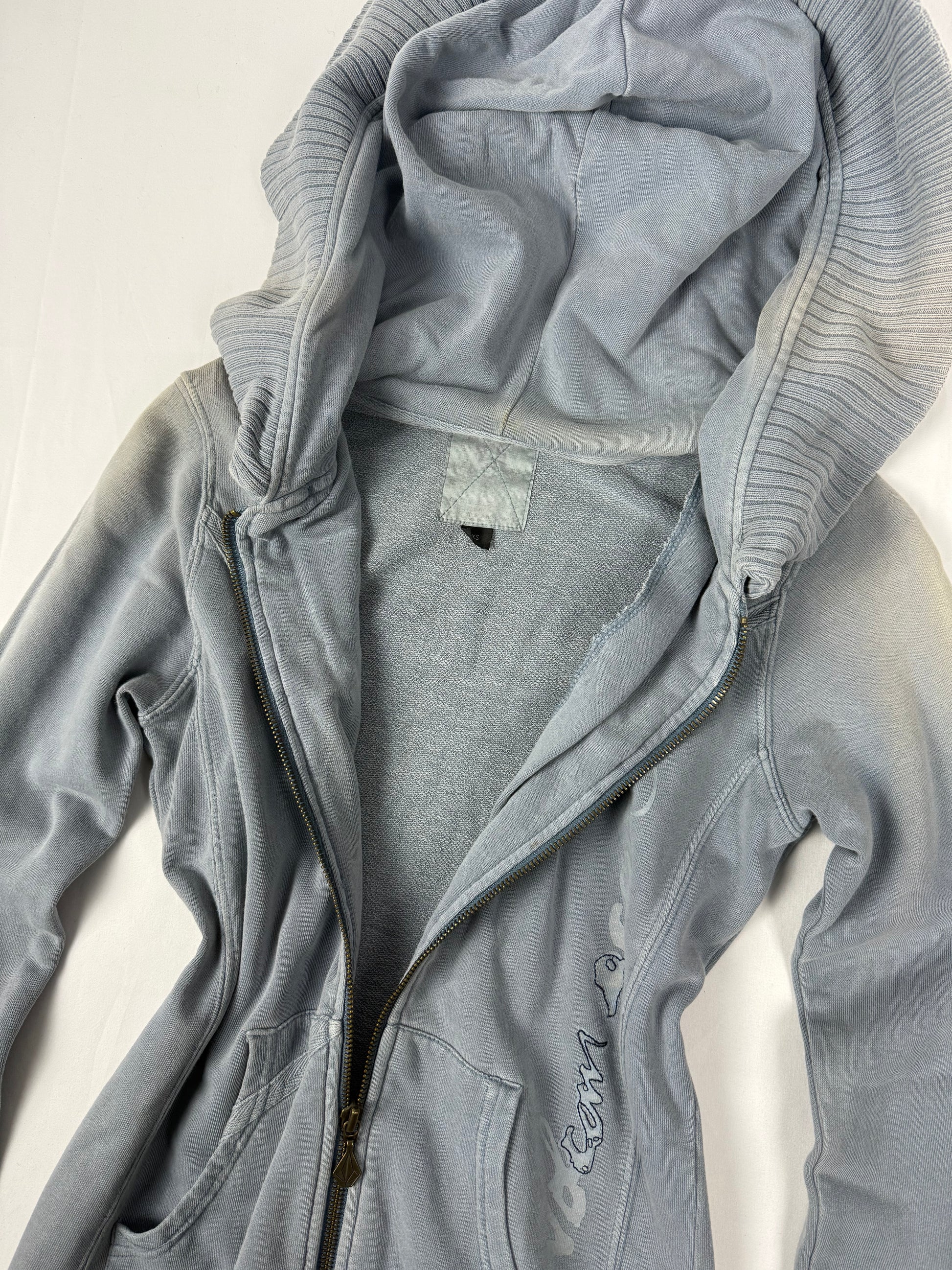 Blue cotton tight fit hoodie (S)