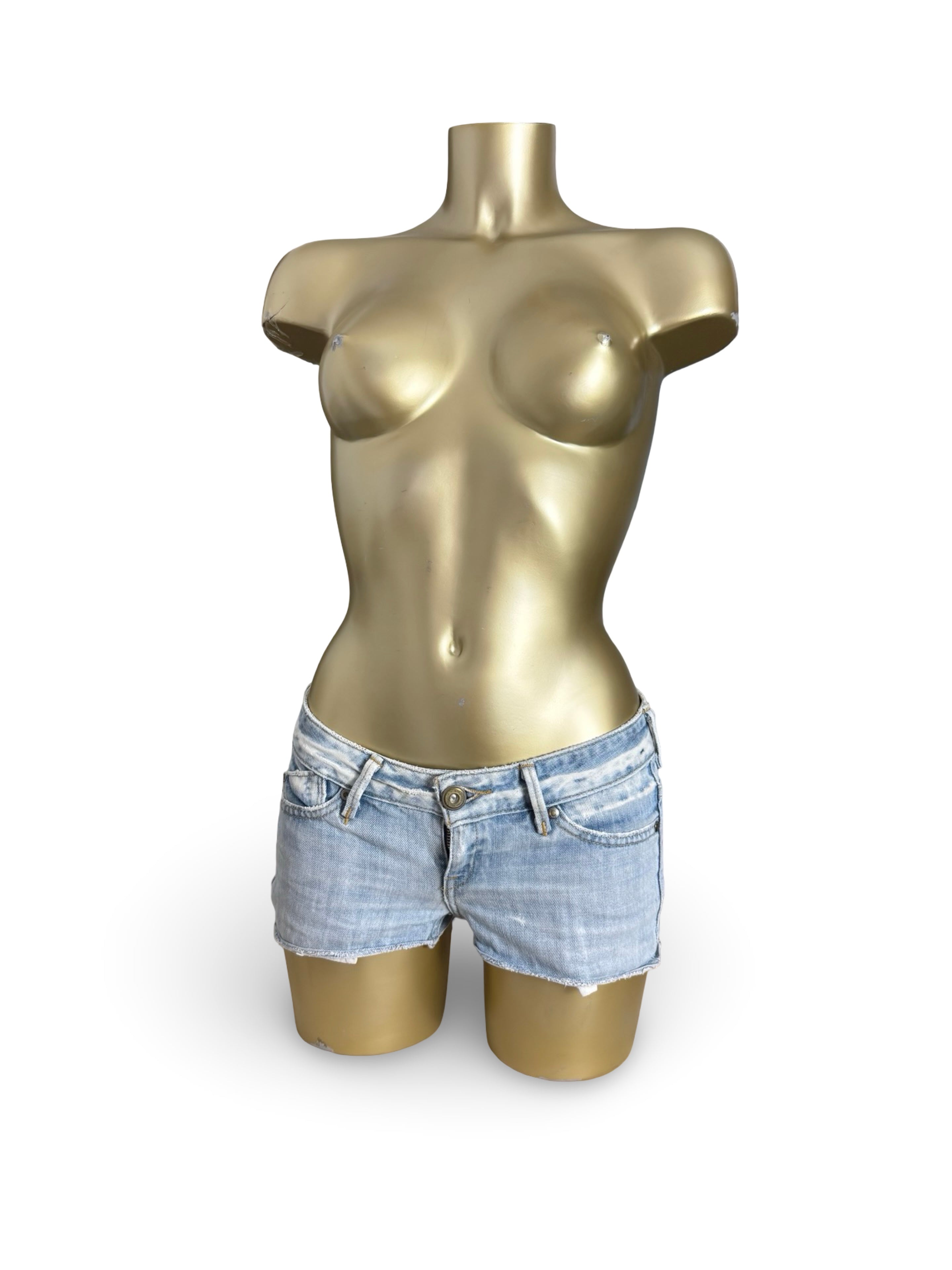 Blue denim low rise mini short (XS)