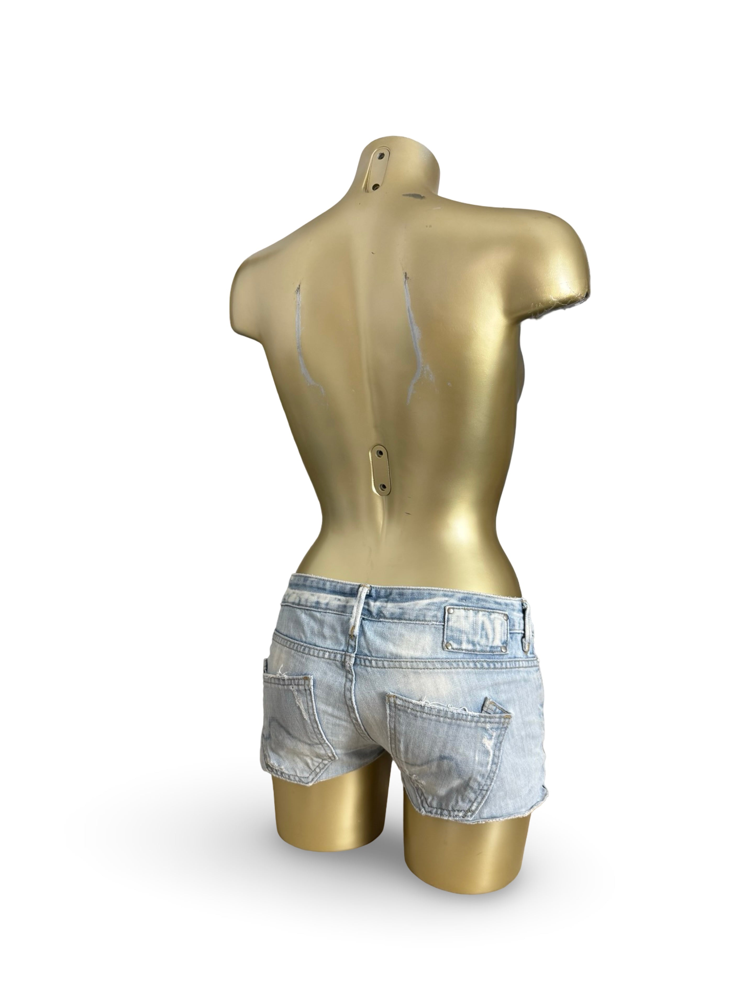 Blue denim low rise mini short (XS)