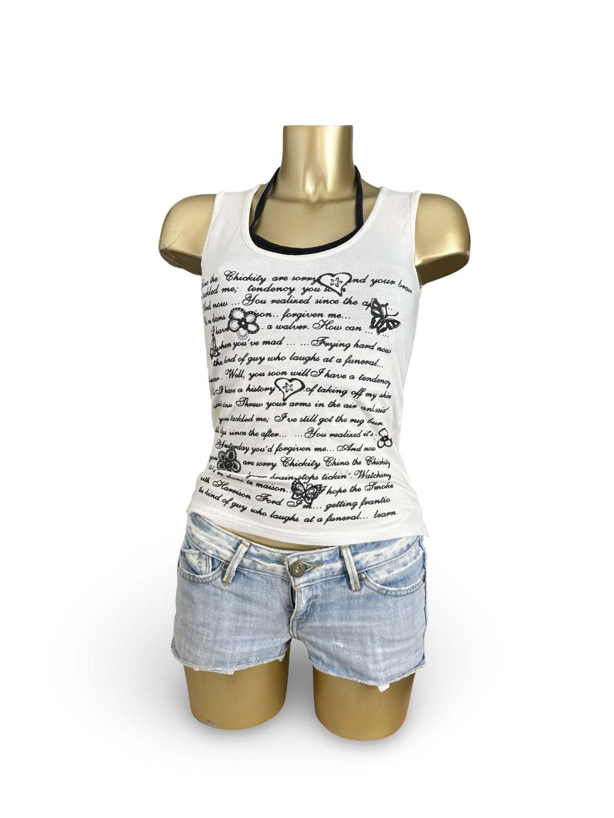 White graphic halter top (S)