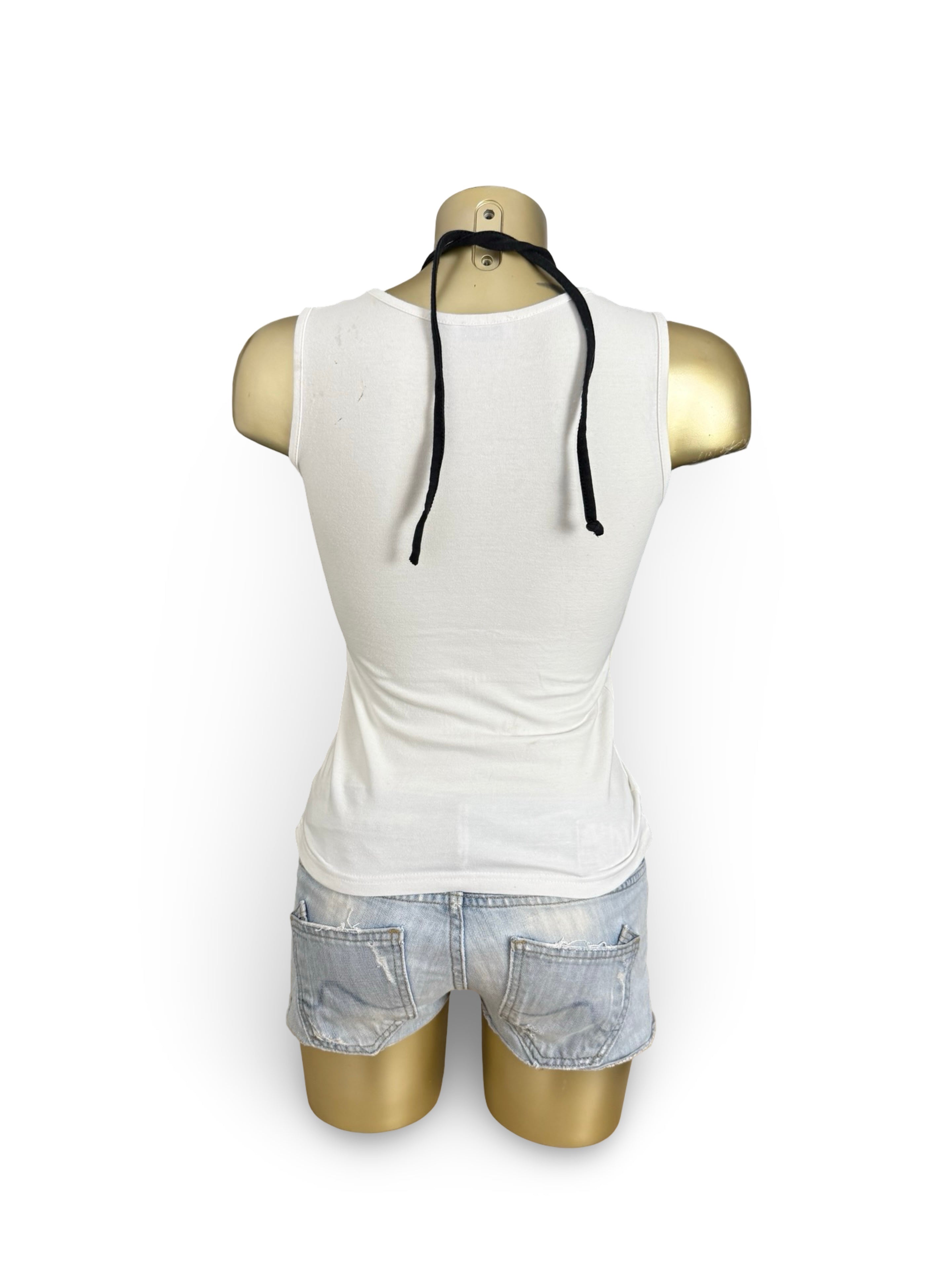 White graphic halter top (S)