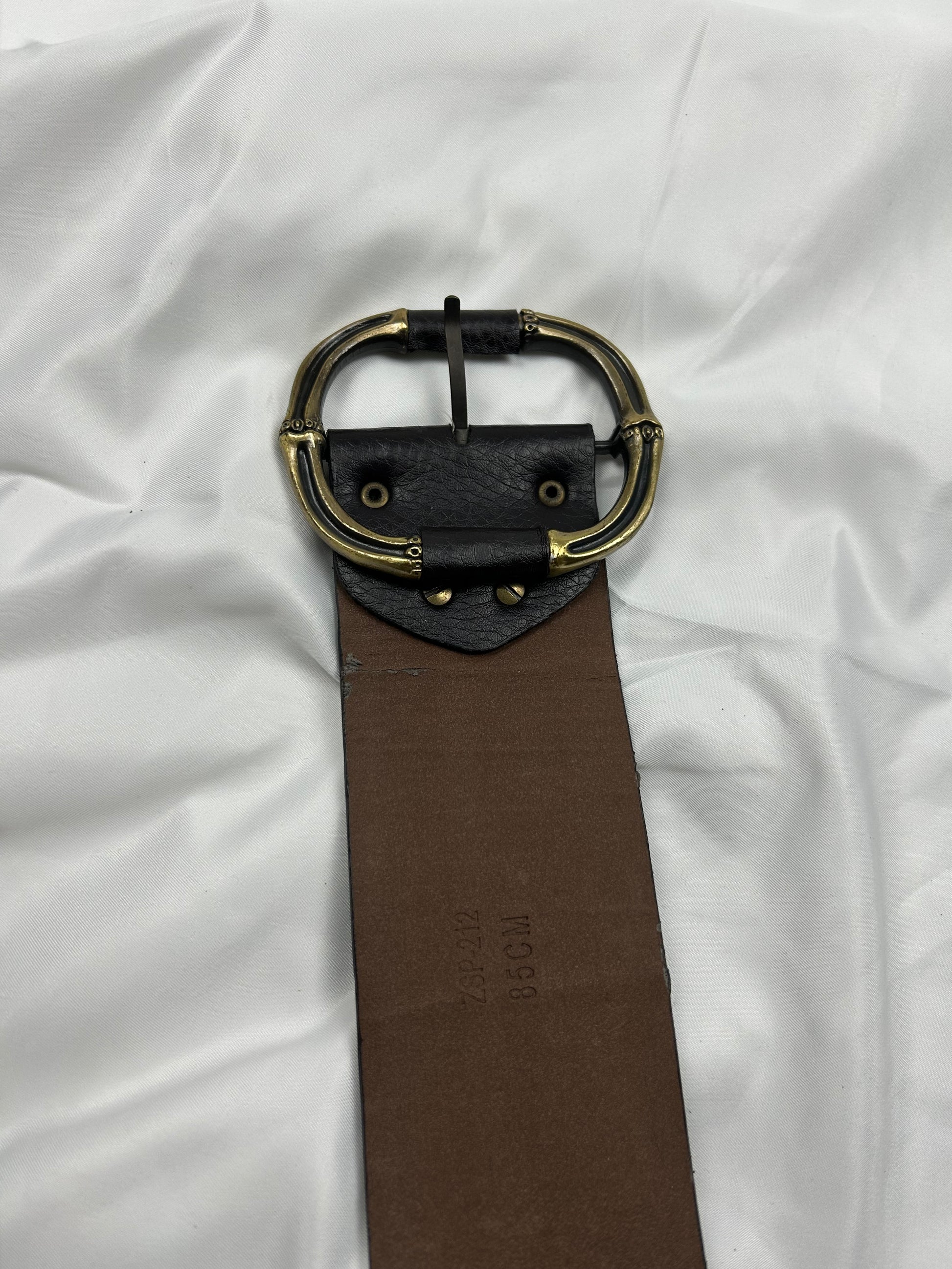 Brown real leather buckle adjustable belt