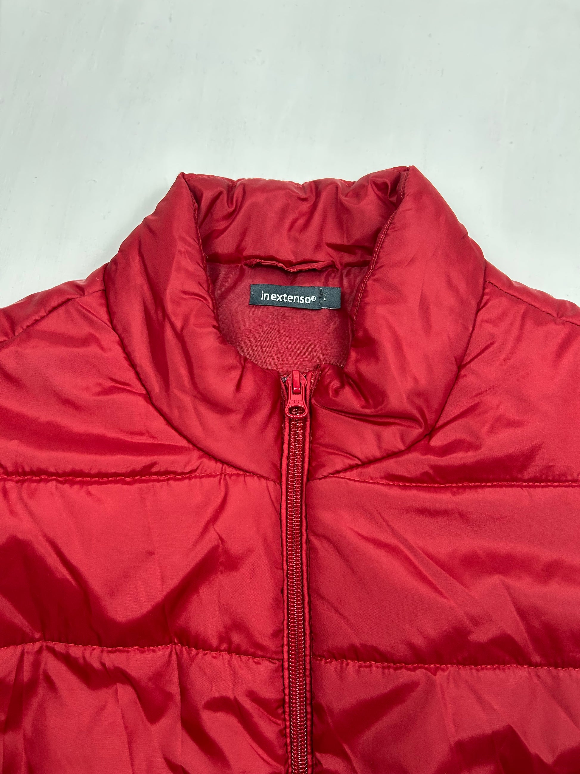 Red zip up puffer biker jacket (M/L)