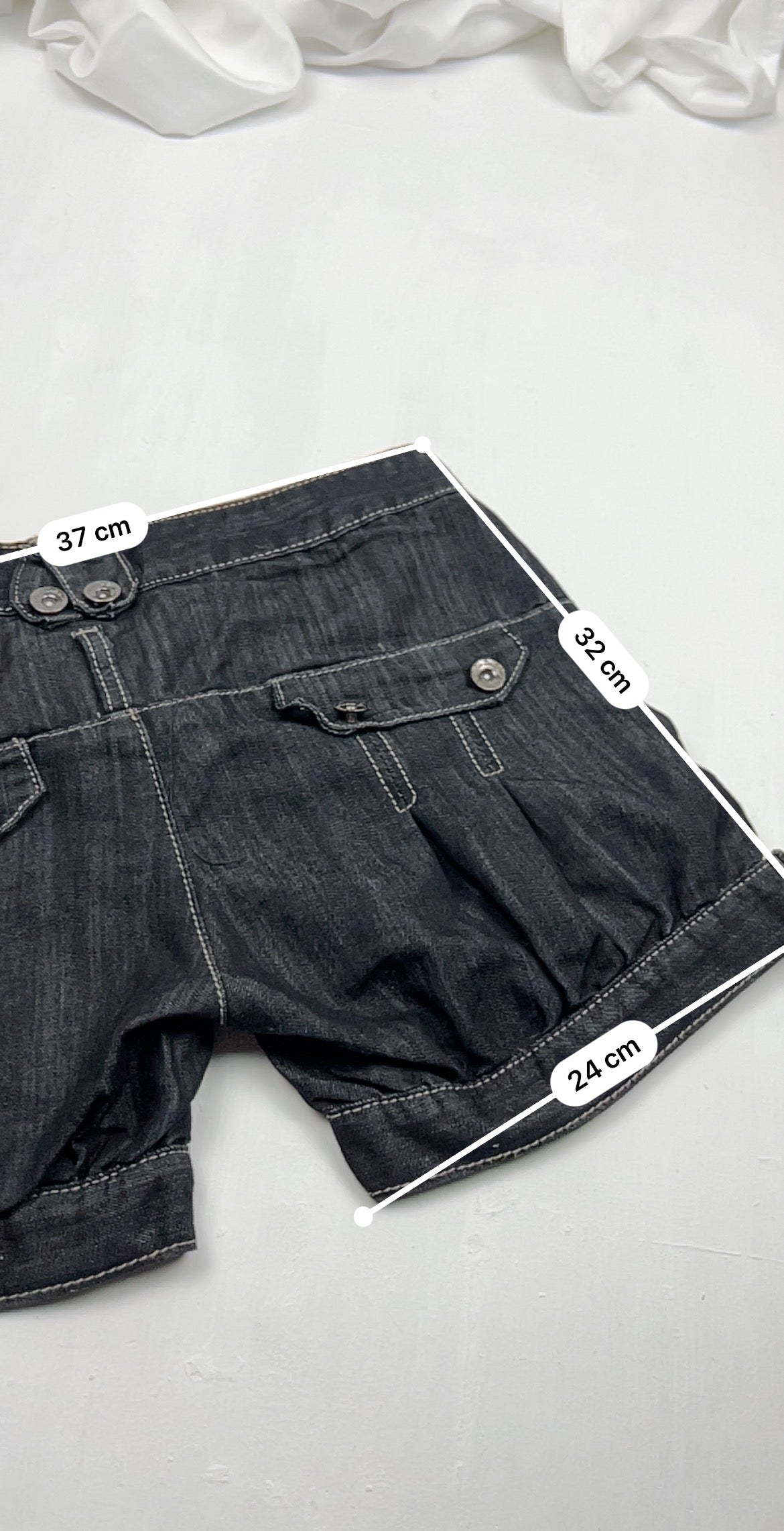 Navy denim low rise mini short (S)