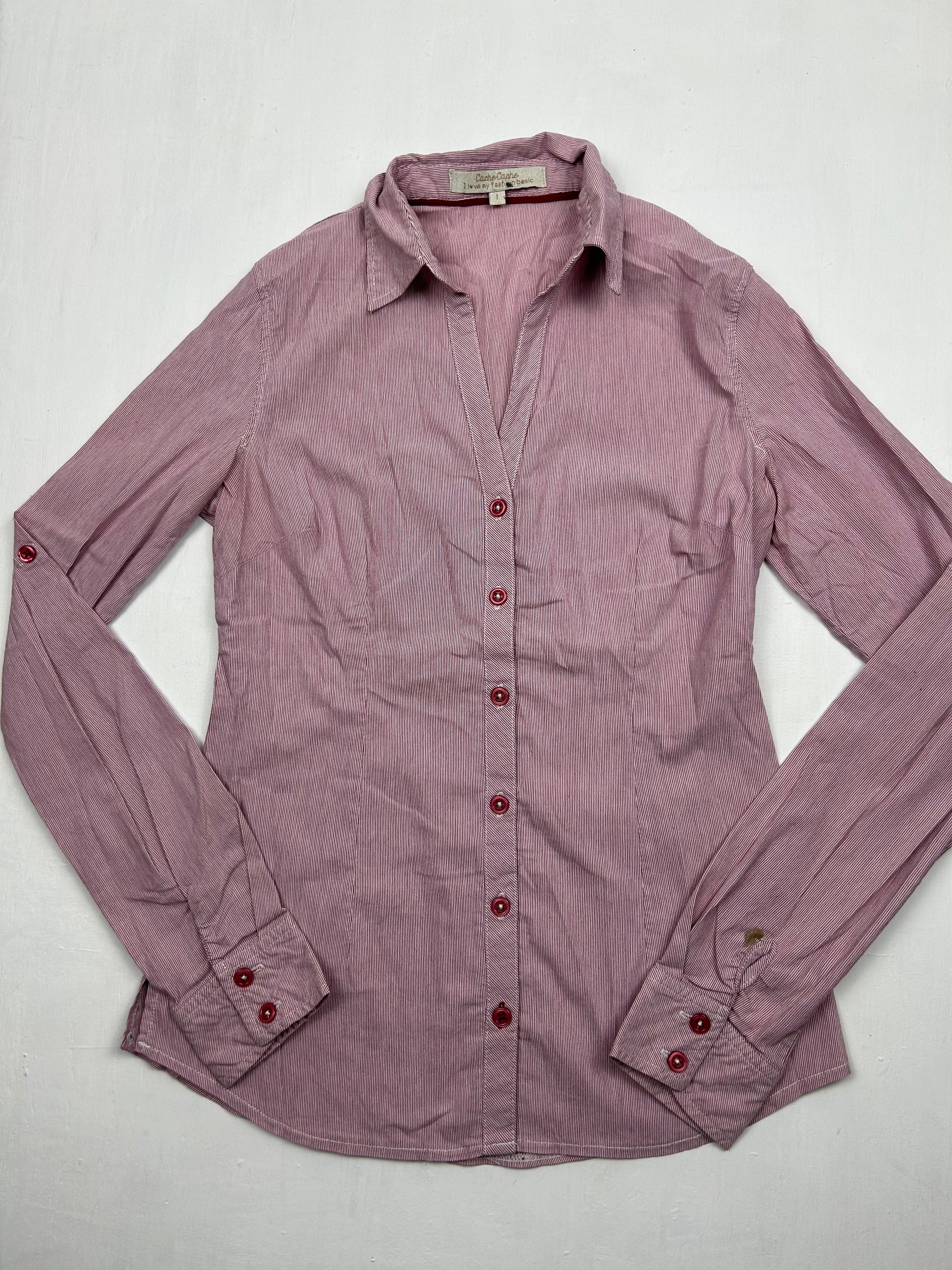 Red striped long sleeves shirt top (S/M)