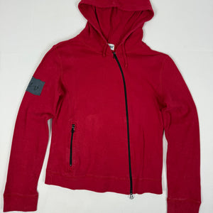 Red cotton tight fit zip up hoodie (M/L)
